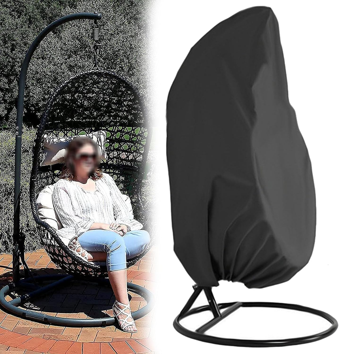 Hanging Chair Cover for Swinging Egg Chair,Patio Garden Hanging Wicker Swing Chair Cover with Zipper,Waterproof Outdoor Furniture Covers
