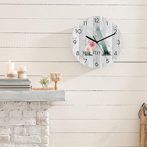 Miniatura 3 de Reloj de mármol dorado verde azulado de 11.6 pulgadas, reloj clásico de pared redondo personalizado con nombre letra inicial A, fácil de leer,