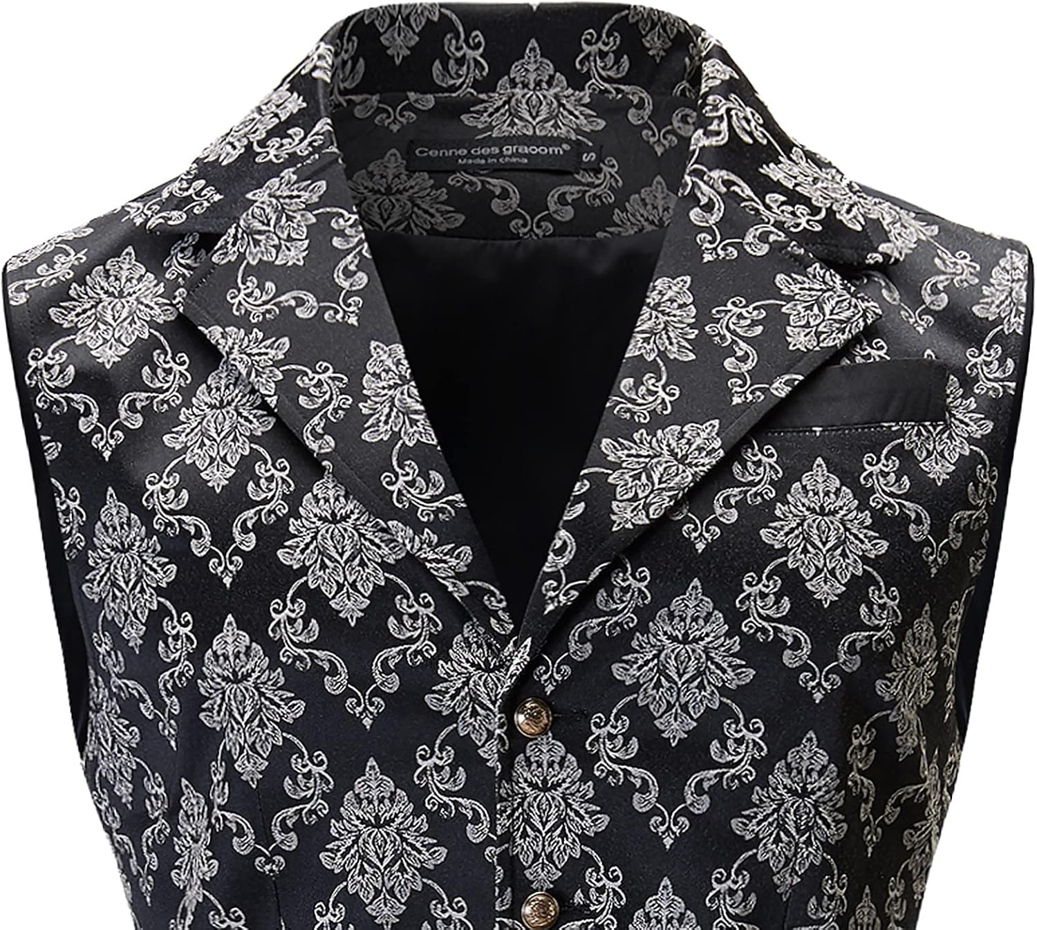 Mens Suit Vest Paisley Floral Victorian Vests Steampunk Gothic Waistcoat & bow tie Pocket Square - Image 3