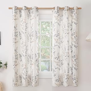 BGment Brown Linen Curtains for Bedroom 63 Inch Length 2 Panels