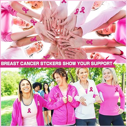 Miniatura 6 de Calcomanías de cinta rosa, 300 piezas de accesorios de concientización sobre el cáncer de mama, calcomanías para casco de fútbol para mujeres y