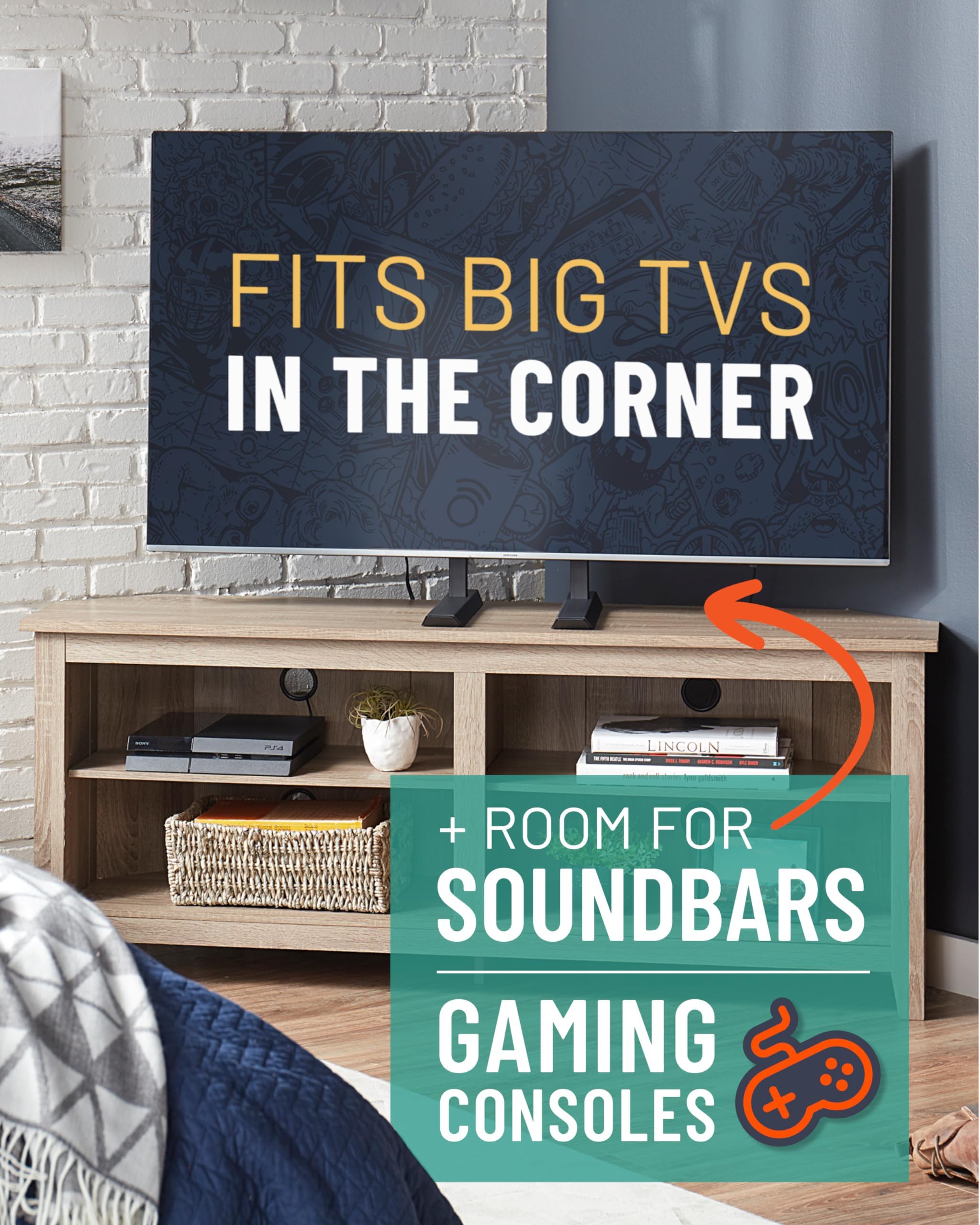 ECHOGEAR Universal TV Stand for 49-77” TVs up to 100lbs, Adjustable Height — Amazon image 4
