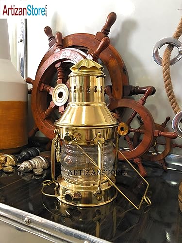 Miniatura 6 de Lámpara de aceite de linterna de latón náutico Lámpara colgante decorativa Lámpara de barco marino