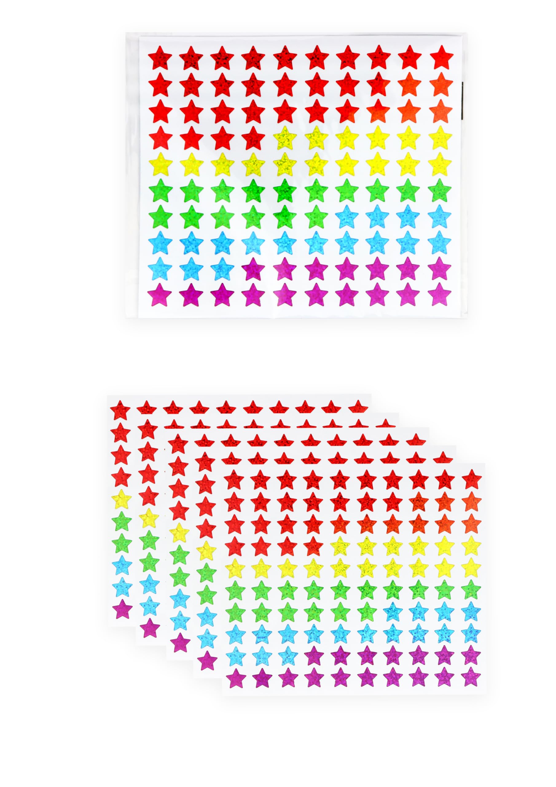 Henbrandt 30 x Sheets - 3000 Holographic Star Stickers | Mini Stars for Children, Kids, Teachers, Crafts | Assorted Colours 14mm Small Glitter Stickers for Reward Charts, Scrapbooking, Art