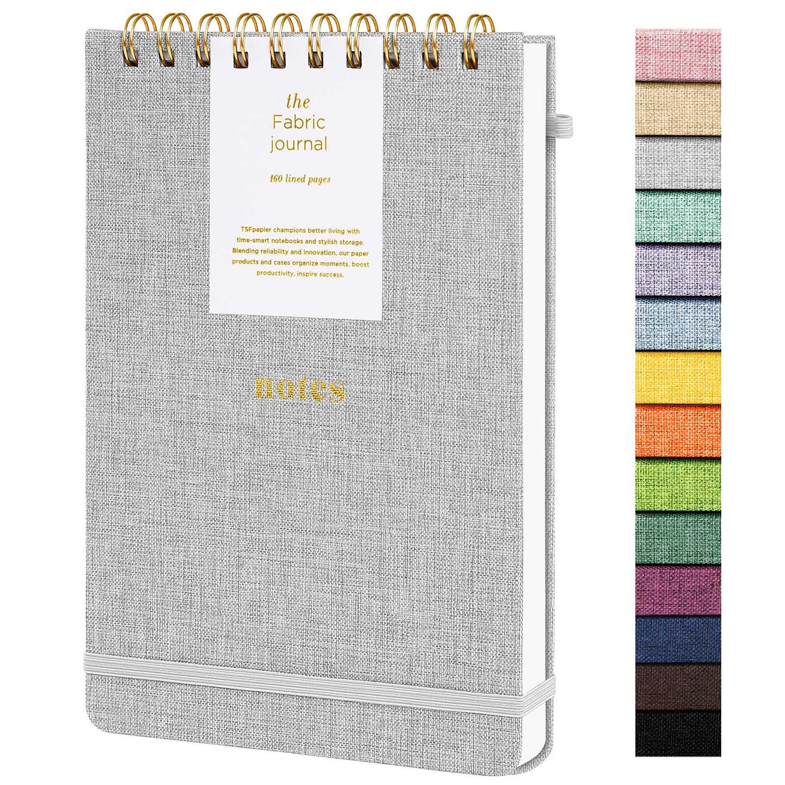 Spiralnotizbuch, A5, Hardcover, 160 Seiten, 100 g/m², dickes Papier, mit Gummiband und Stifthalter, Stenoblöcke, College, liniert, Schreibnotizbücher für Arbeit, Schule, Reisen, Grau