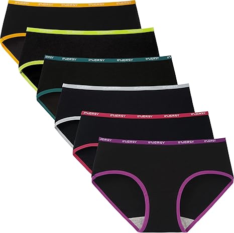 INNERSY Women's Sporty Hipster Panties Cotton Underwear Multicolored 6-Pack