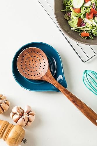 Miniatura 59 de Soporte de cuchara de cerámica para encimera de cocina, soporte de cuchara de porcelana para estufa, soporte grande para espátula, cucharas o Blanco