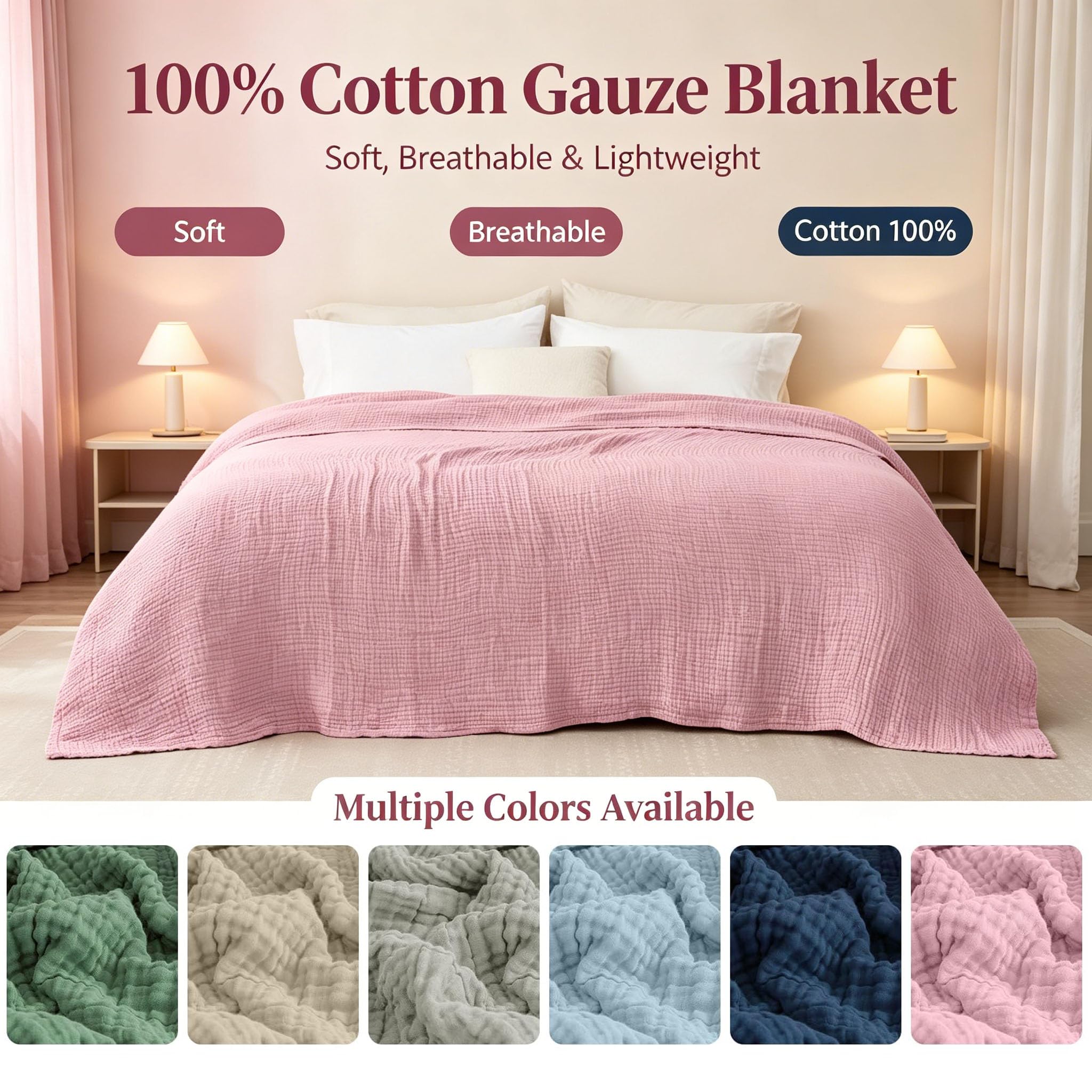 Musselin Decke 150 x 200 cm, Muselindecke Erwachsene Sommer, Weiche & Atmungsaktive Baumwolldecke, Kuscheldecke Baumwolle, Leichter Tagesdecke für Bett, Sofa und Couch (Dunkelblau)