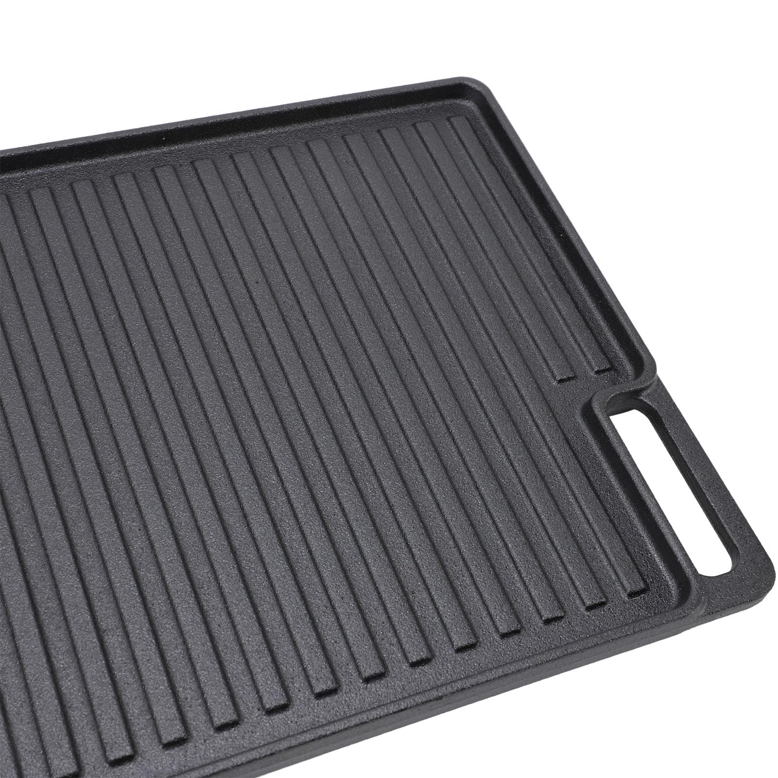 Plancha rectangular de hierro fundido preenvejecida reversible, sartén plancha de doble quemador antiadherente con asas para cocina de estufa, horno, parrilla y fogata.