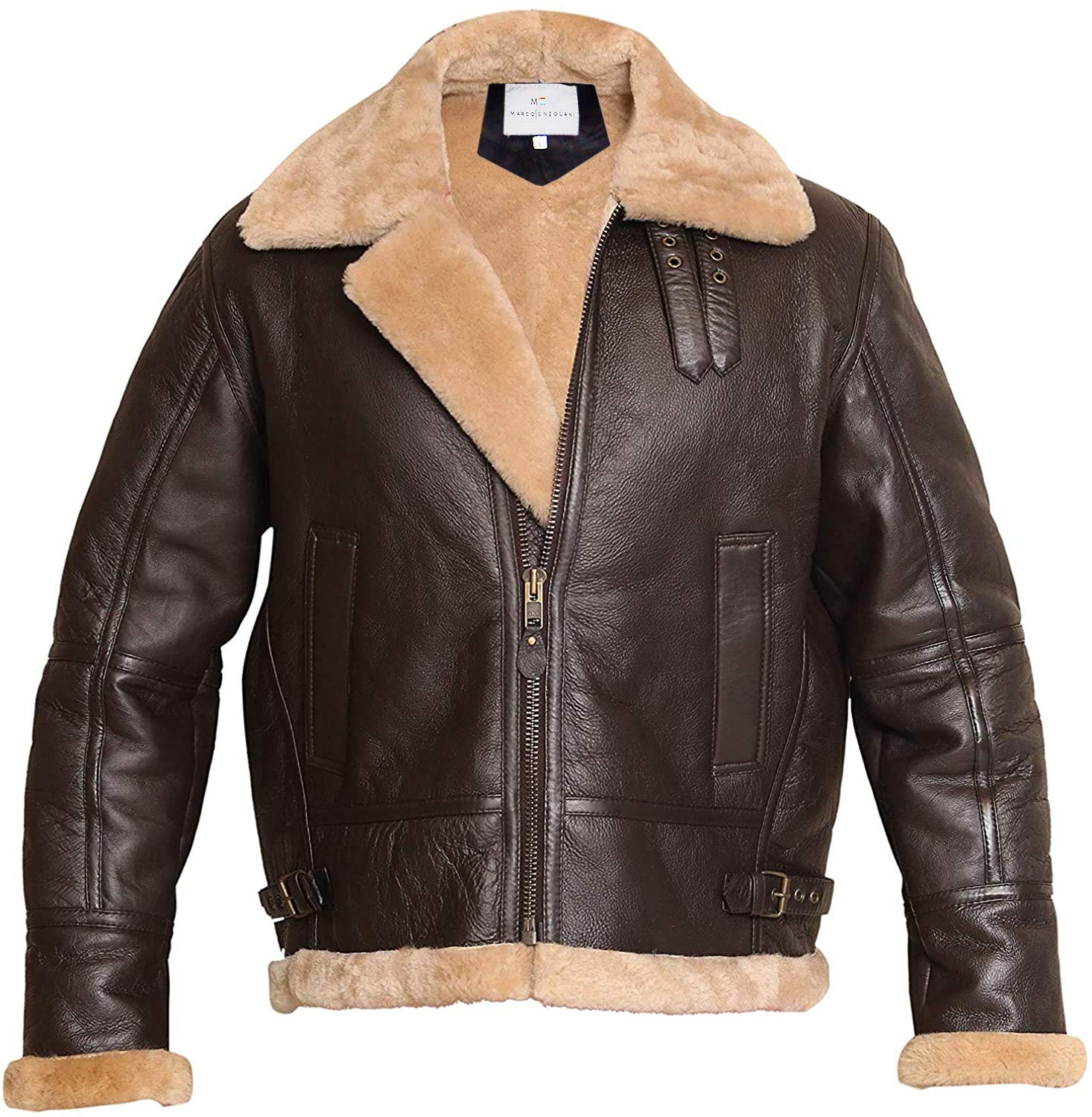 Men B3 Bomber Jacket Aviator Real Shearling B3 Bomber Sheepskin Jacket
