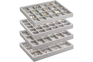 DIOMMELL Velvet Jewelry Trays Organizer Stackable Showcase Holder