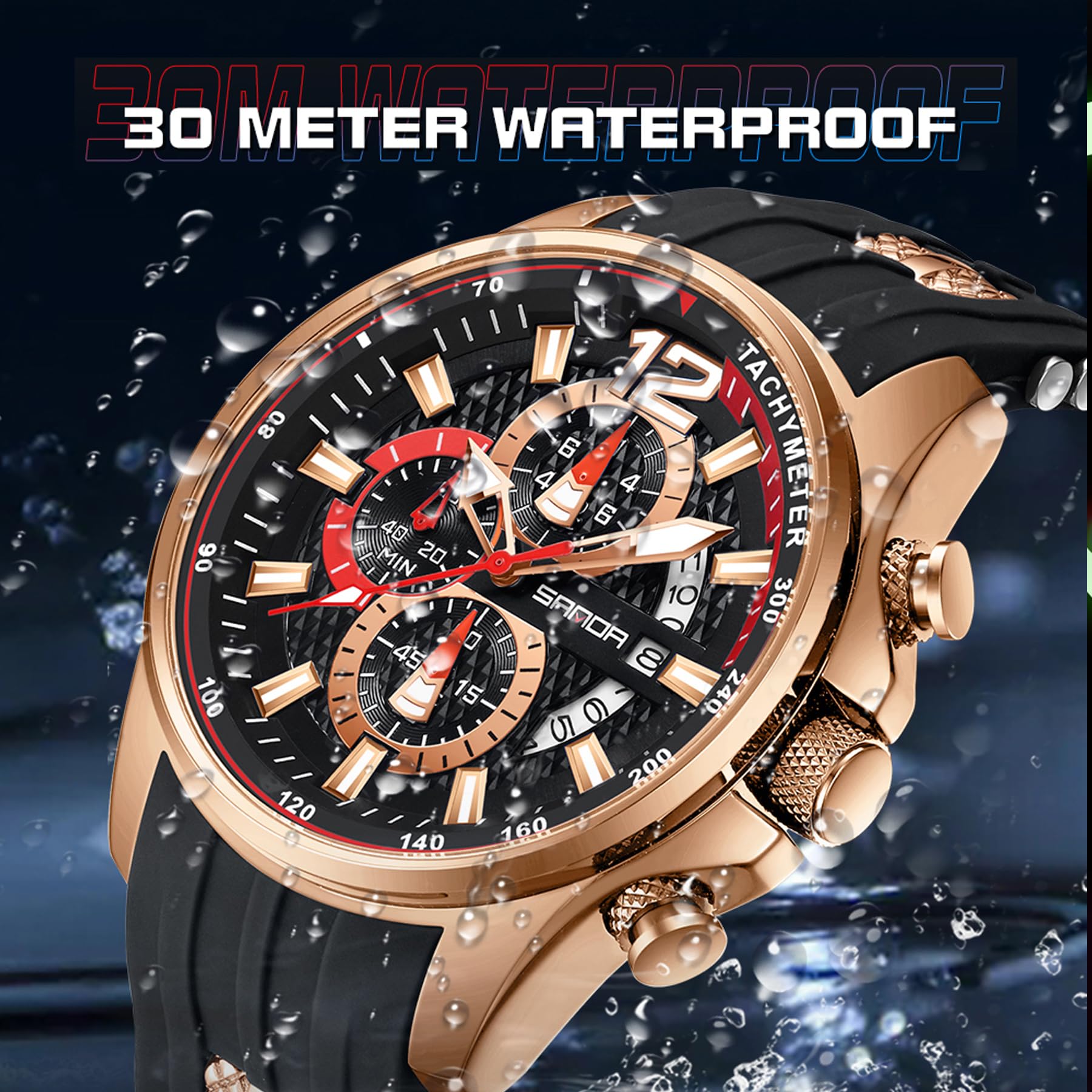 Relojes analógicos para hombre, reloj deportivo militar, esfera grande, resistente al agua hasta 30 m, correa de silicona, reloj de cuarzo casual de moda para hombre