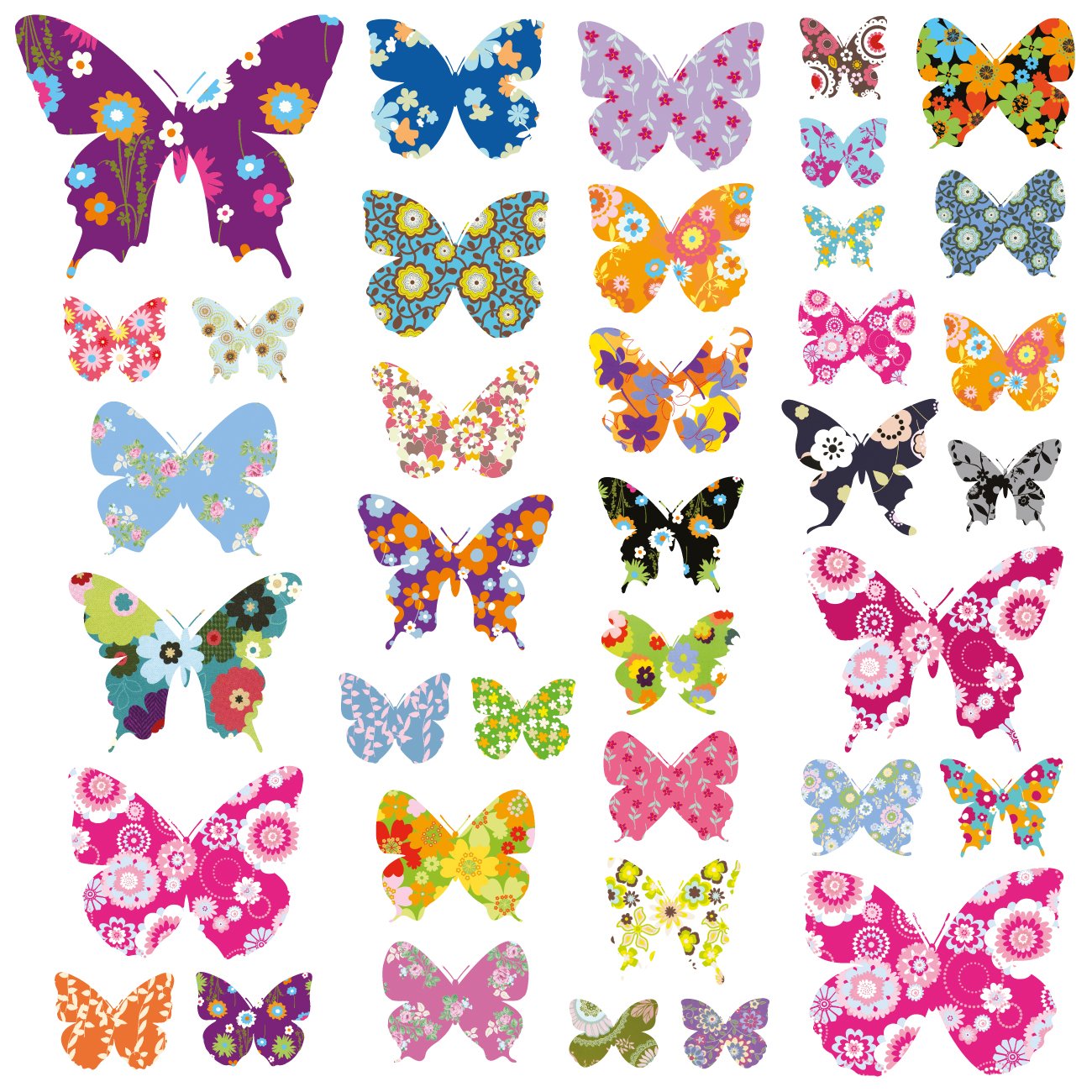 Decowall Multicolor Dw-1201 38 Colourful Butterflies Kids Wall Stickers Decals Peel And Stick Removable For Nursery Bedroom Living Room Art Murals Decorations