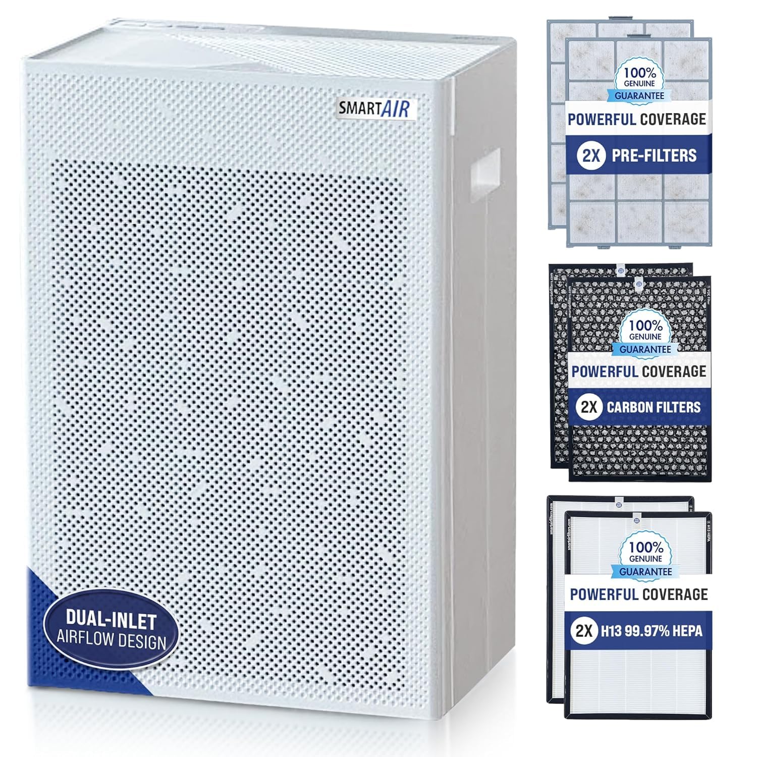 Smart Air SA600 Air Purifier for Home, Dual Inlet with 3 Stage Filters, H13 HEPA, Carbon & Pre-filter, Traps 99.97% Virus & PM 0.1 Particles, Large Coverage area of 645 Sq. Ft-image-30