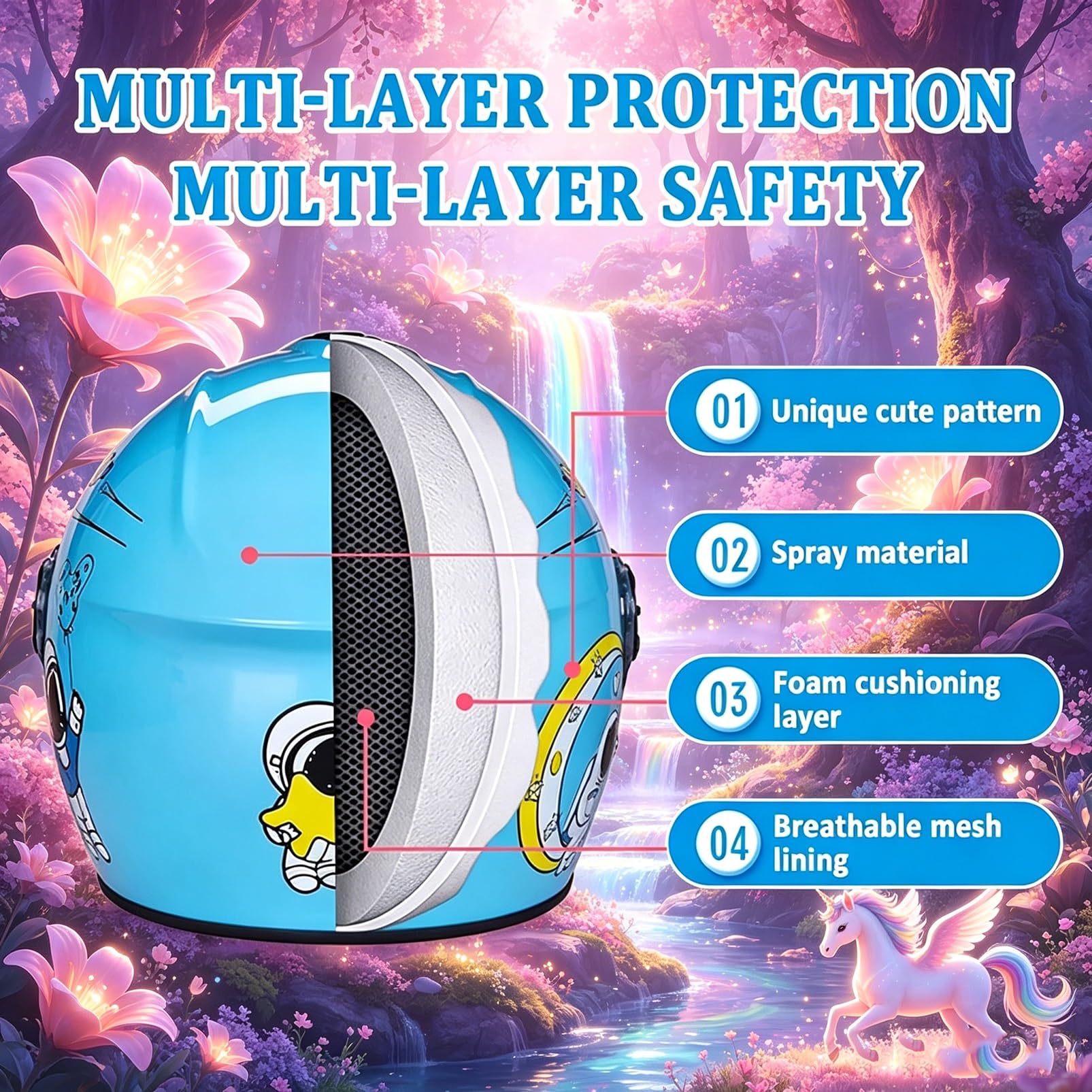 Casco Moto Astronauta Bambini Visiera HD, [Aero Stratos] Junior Guardian, Omologato ECE/DOT, [Cervical-Zero] Regalo Ragazzi Ragazze 3-12 Anni
