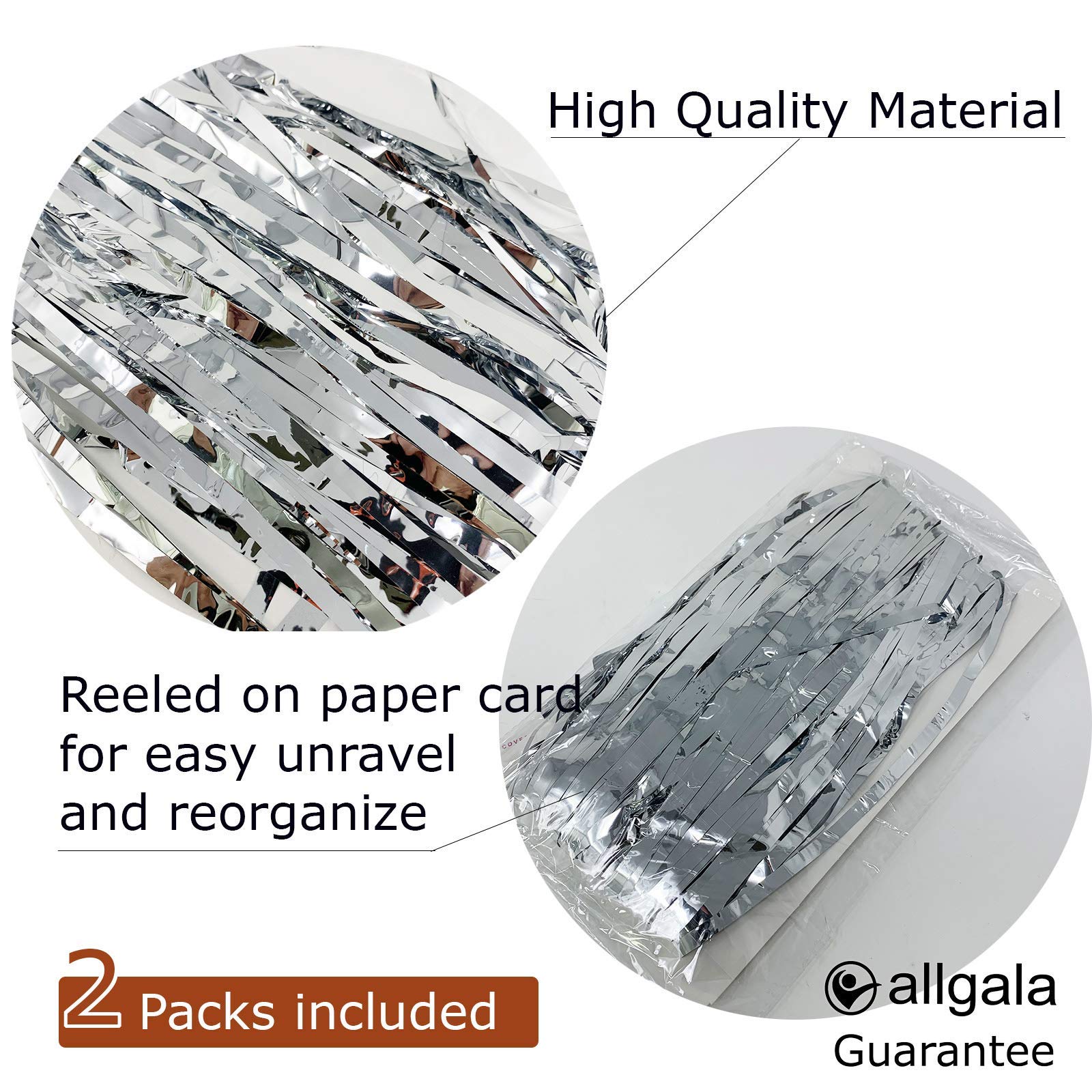 Allgala Lot De 2 Jupes De Table à Franges Métalliques De 73,6 X 274,3 Cm Pour Décoration De Fête, événement, Noir -BD52802