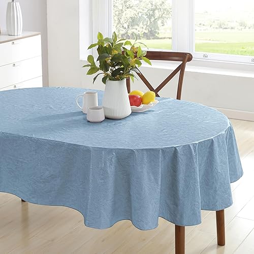 Miniatura 8 de Newbridge Mantel de vinilo con parte trasera de franela de vinilo de color liso con diseño de hojas de napa, calidad de hotel para patio