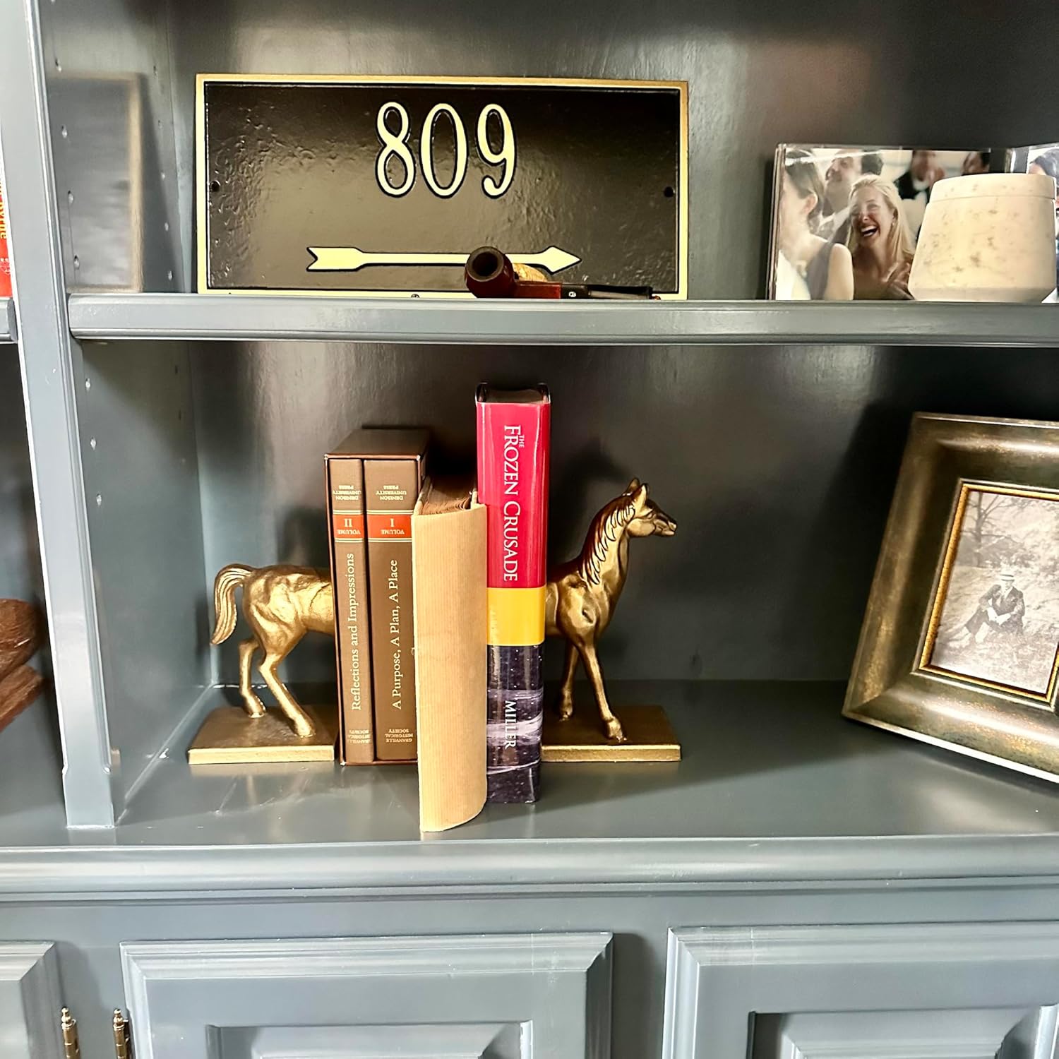 Fox Run Horse Decorative Bookend Set, 100% Iron, 4.5" x 3.75" x 9" Heavy Bookends