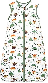 Chilsuessy Schlafsack Baby 2.5 Tog Winterschlafsack Babyschlafsack aus Baumwolle Kinder Winter Schlafsack ohne Ärmel für Jungen und Mädchen, A Waldtiere, 110cm/Baby Höhe 100-120cm