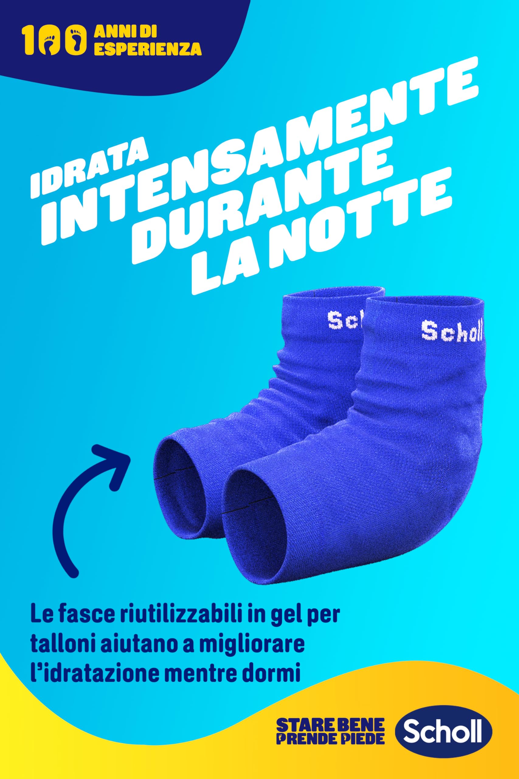 Scholl Overnight Foot Renewal Kit, Kit da Notte per l'Idratazione Intensa dei Piedi Secchi con Talloni Screpolati, Contiene 1 Crema Piedi Idratante con Urea al 5% e 1 Paio di Calzini Riutilizzabili