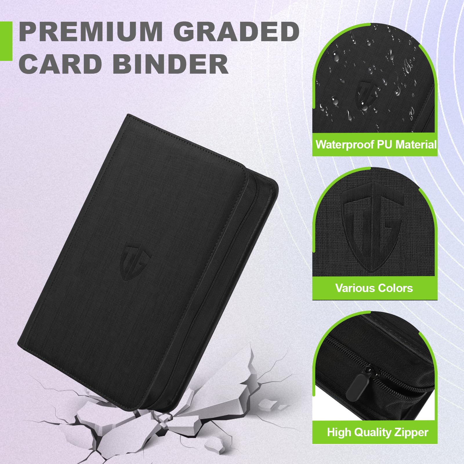 TCGUARD Graded Card Slab Sleeves - Rilegatura per carte PSA e simili, con custodia, offre spazio per 32 carte PSA, raccoglitore di carte collezionabili Premium con 4 custodie per carte, colore: Nero