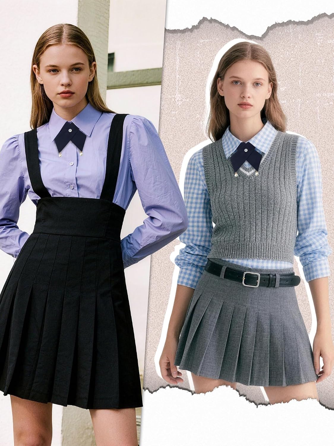 Criss Cross Bow Ties for Women Solid Color Bowtie Pre Tied Ties for Women Girl for Wedding School Uniform Photo