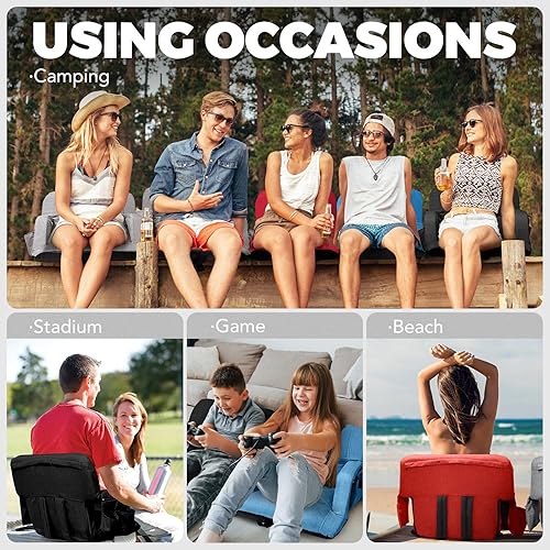 Miniatura 4 de Asientos anchos para estadio con soporte trasero, diseño exclusivo estilo sofá, sillas extragruesas con respaldo y cojín, 6 posiciones reclinables,