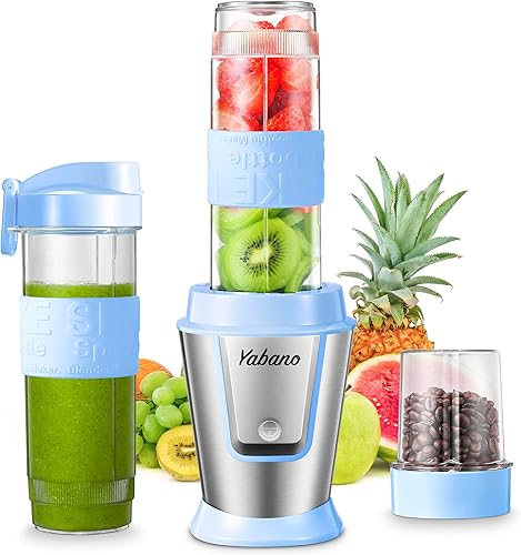 Licuadora personal, botella eléctrica para batido con 2 botellas de viaje de 20 onzas y tarro de caféespecias, tazas agitadoras portátiles para