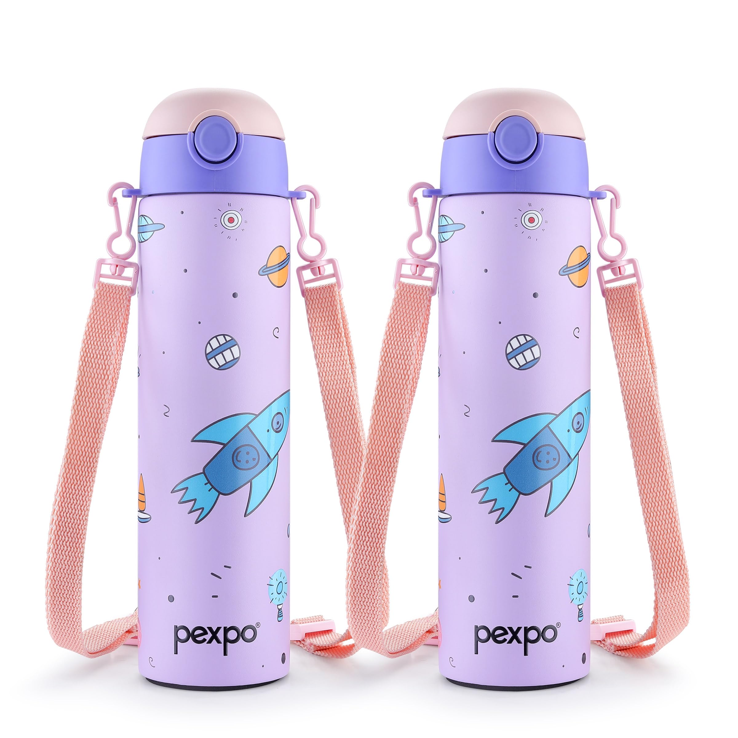 Go24 pexpo Stainless Steel Water Bottle Sporty Purple - Rocket 700ml