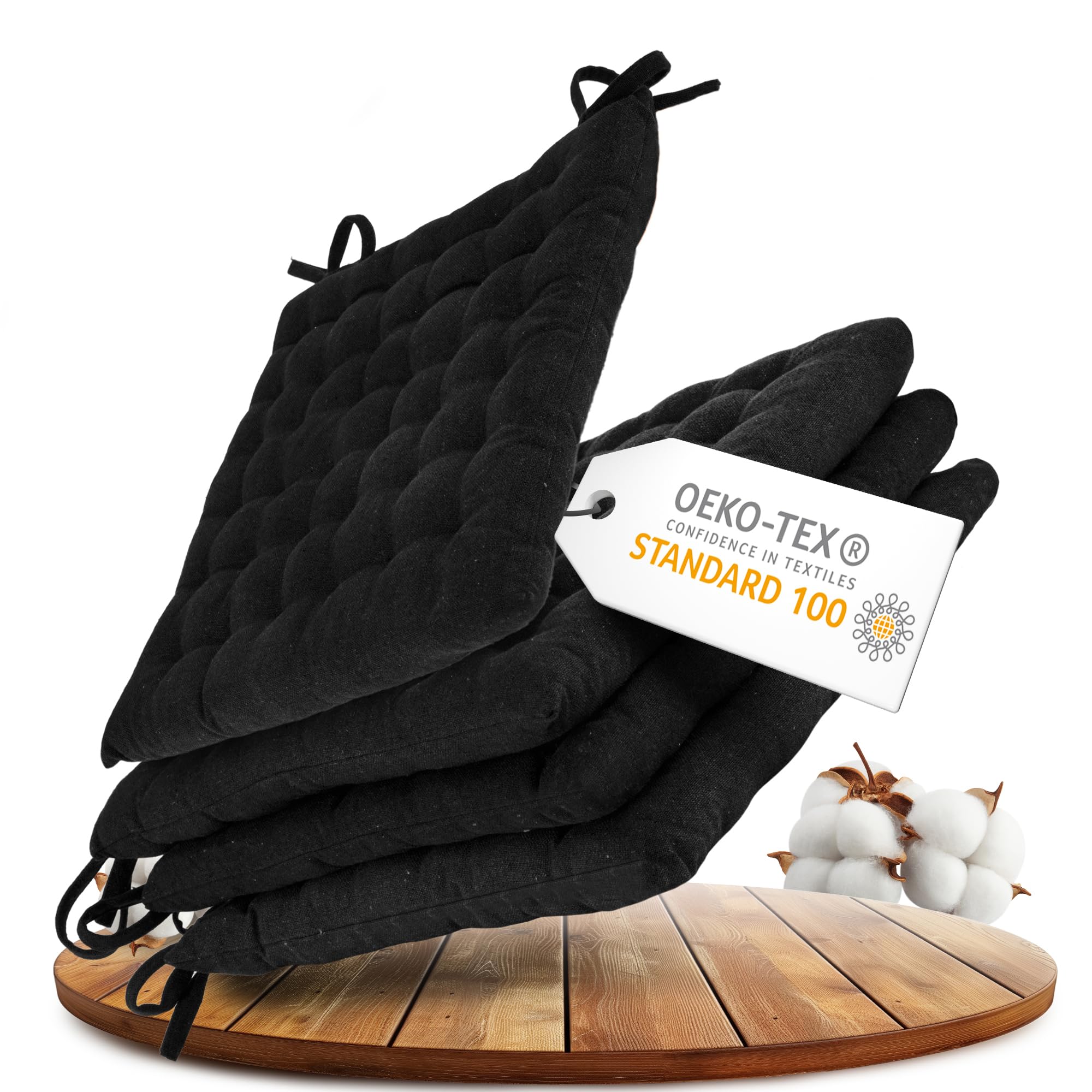 Gräfenstayn Sitzkissen 4er-Set in 40x40cm und 8cm dicker Polsterung aus 100% Baumwolle, robustes Sitzkissen für Indoor & Outdoor, bequemes Bodenkissen, Sitzpolster