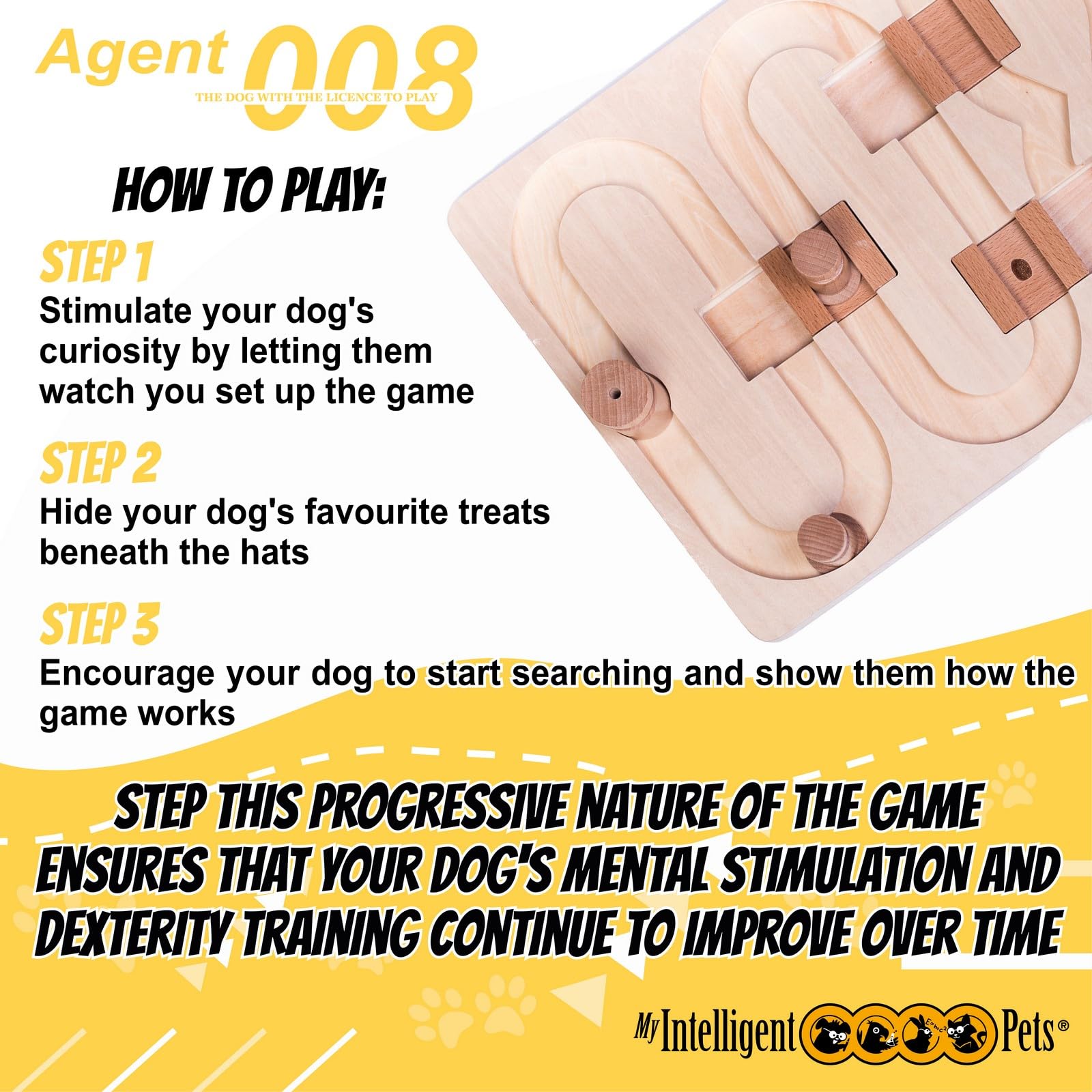My Intelligent Pets Agent 008 - Juguete Interactivo de Madera para Perros y Gatos