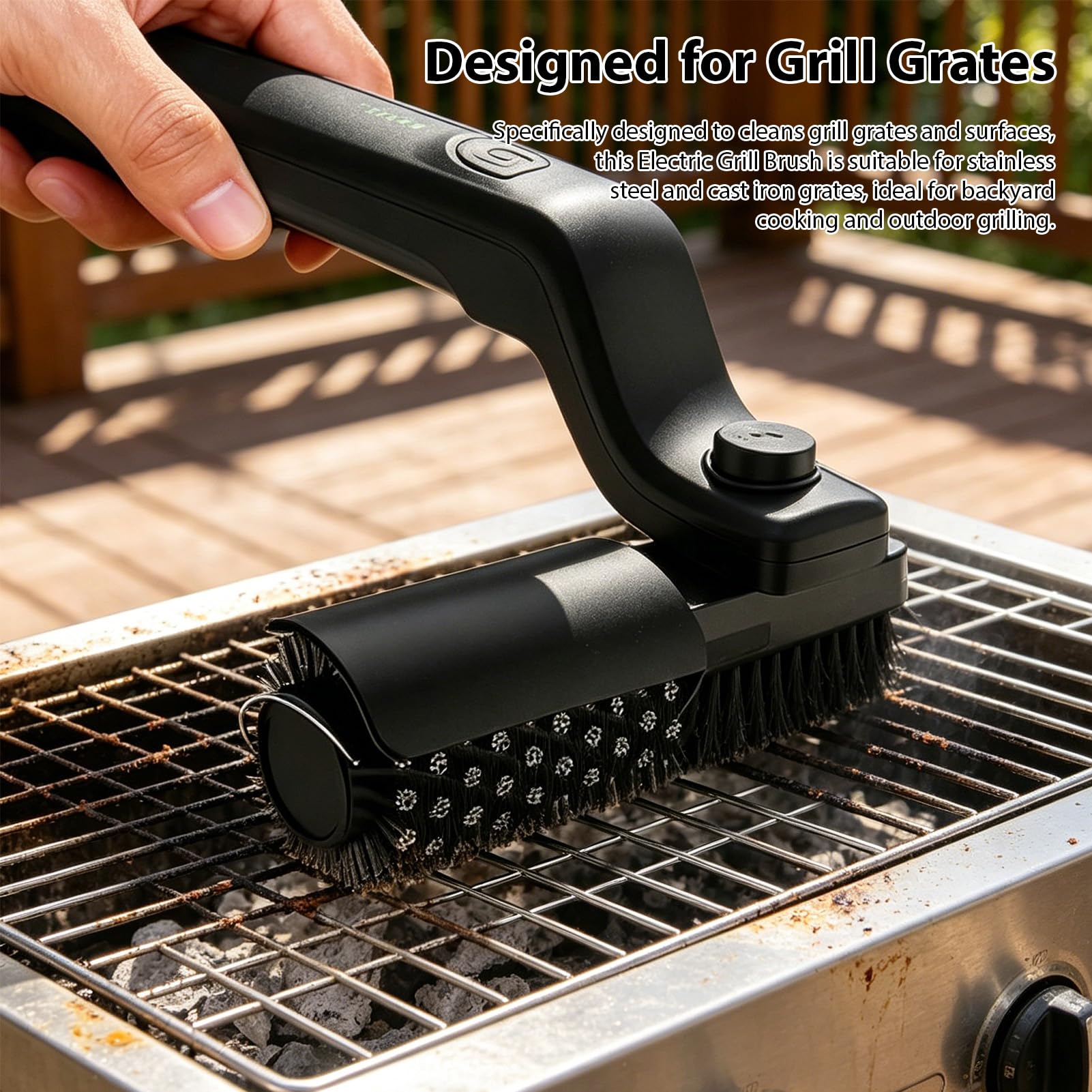 Spazzola per Griglia Elettrica per Esterni, 3 Potenti Detergenti Griglia Barbecue Ricaricabili Regolabili a 180°, Spazzola Pulizia della Senza Fili