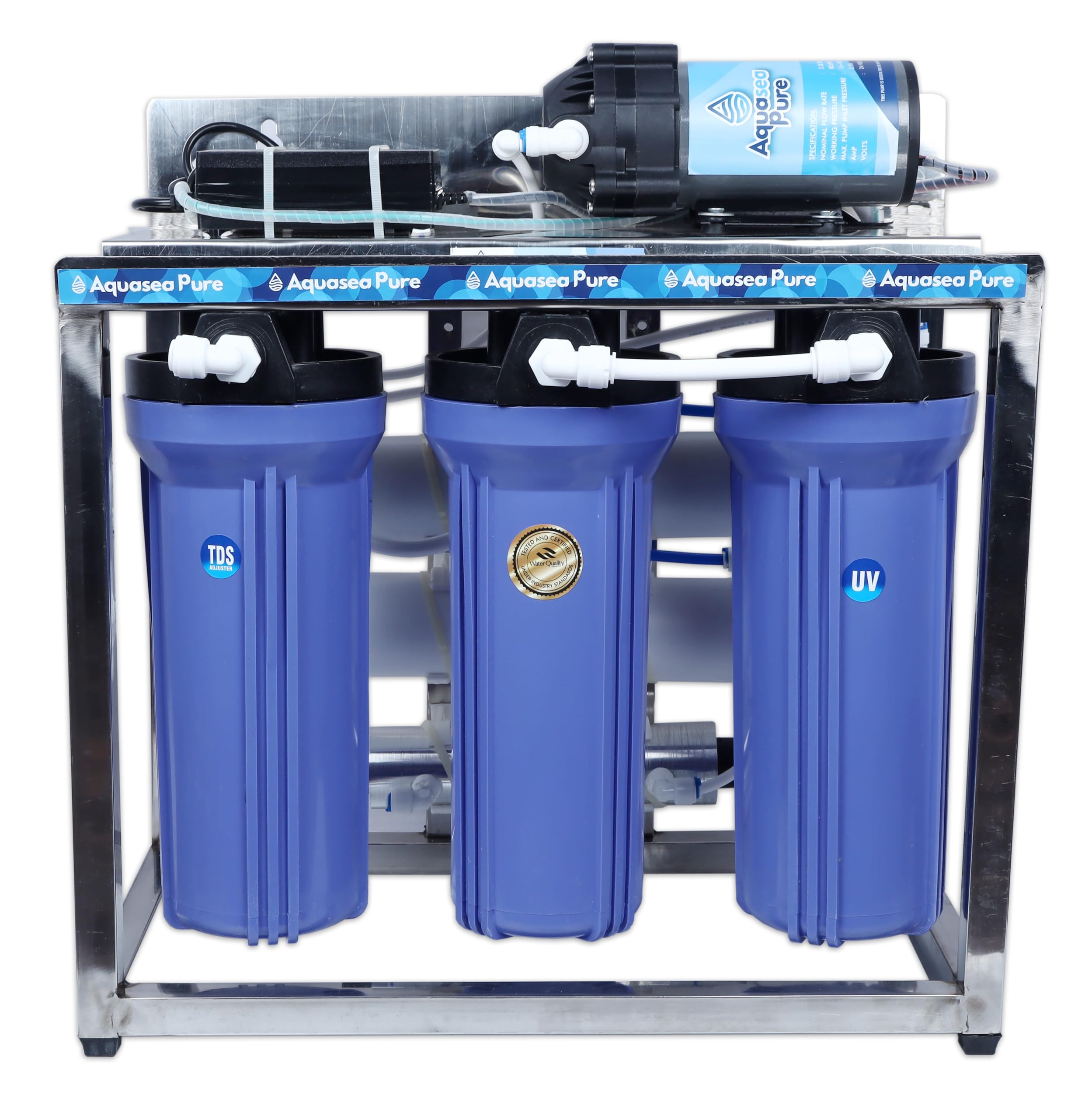 RO PLANT Commercial RO+UV+TDS Water purifier with TDS Adjuster (25 LPH RO+UV+TDS ADJUSTER) Full Stainless Steel Body Works with all sources of water (single pump)-image-34