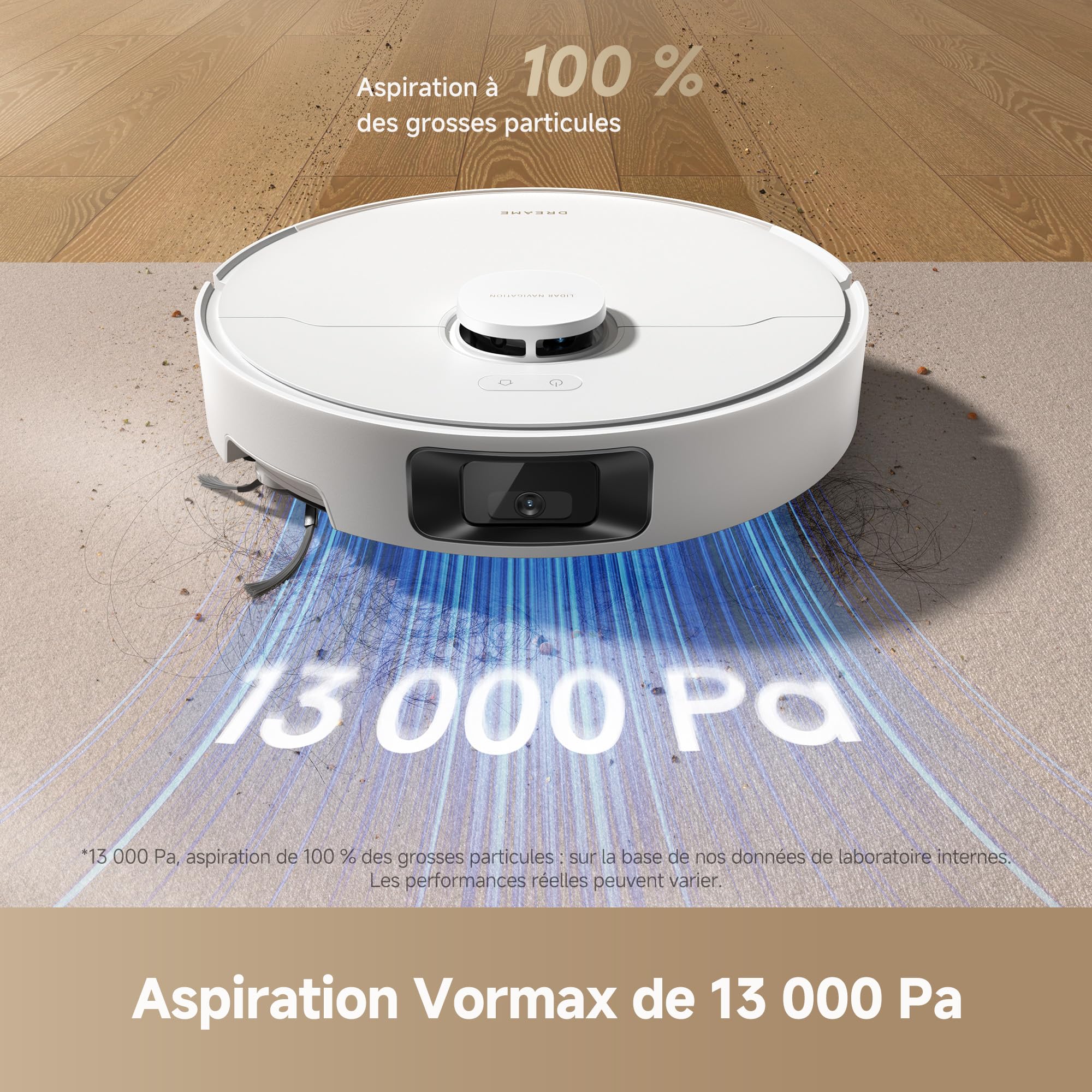 dreame D20 Pro Plus Robot Aspirateur 2-en-1, 13 000 Pa, Double Brosse, Auto-Vidage, Laser Navigation, Capteur Distance, Poils d’Animaux, Coins, Sols Durs & Tapis, Batterie 5200 mAh