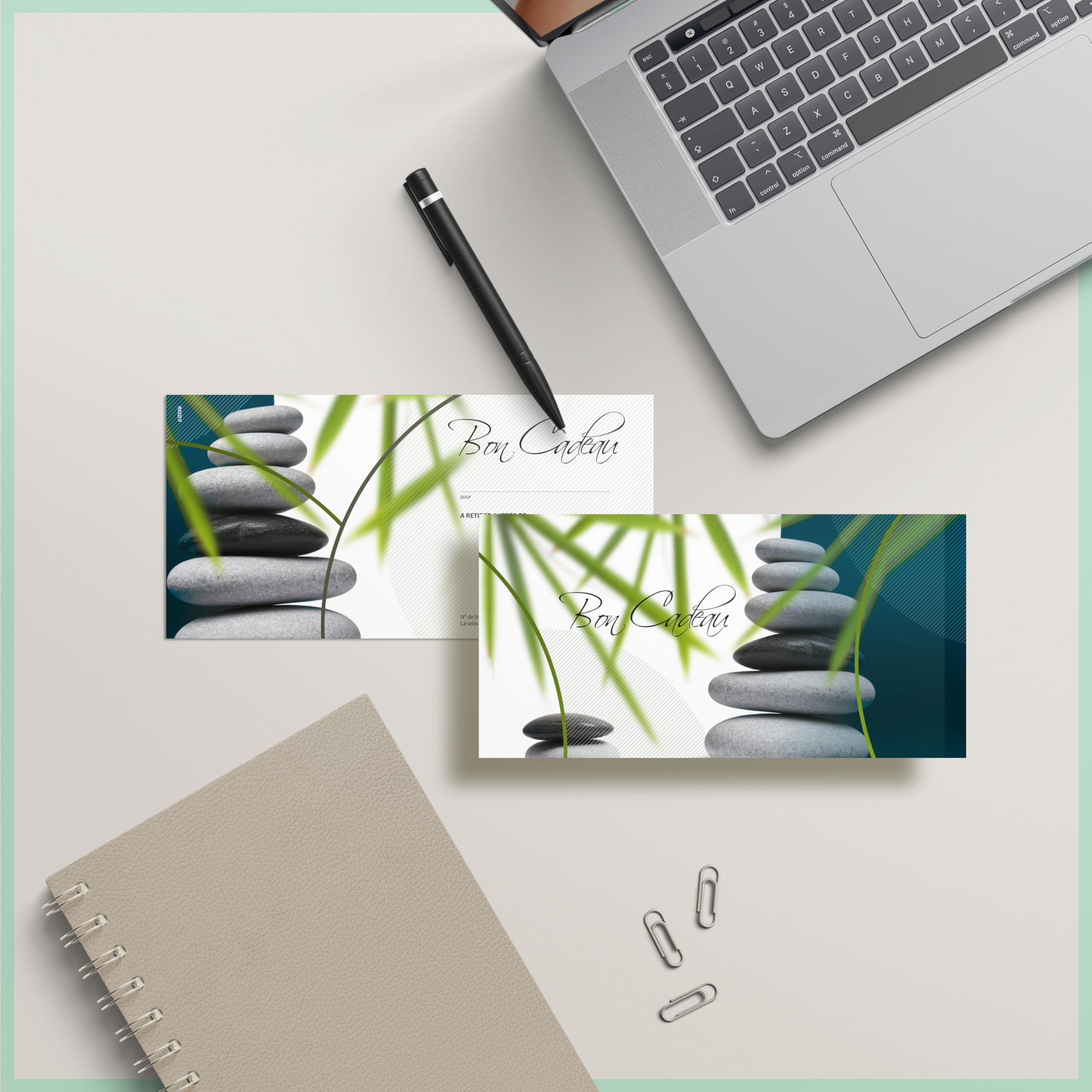 100 bons cadeaux à remplir avec enveloppe - formulaires imprimés pour instituts de beauté et entreprises