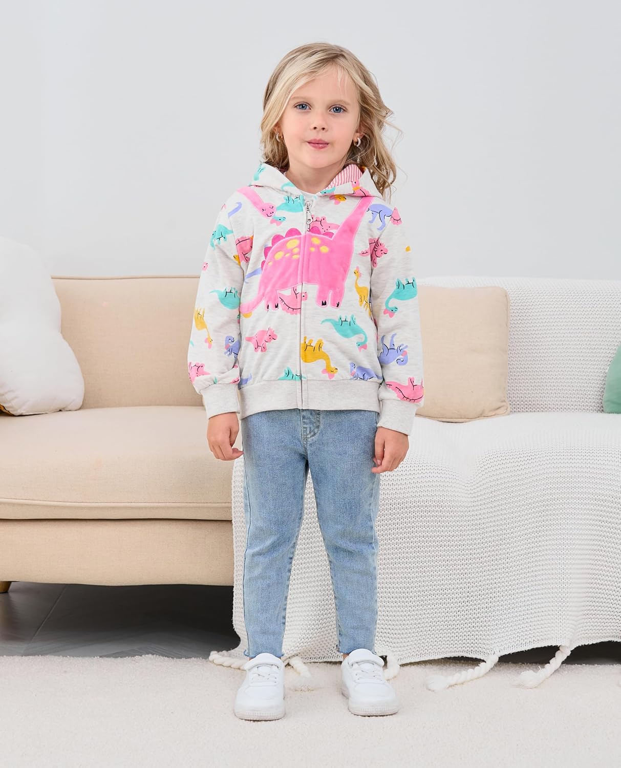 Baby Girl Zip-up Jacket Rainbow Unicorn Cotton Hoodie Sweatshirt Toddler Fall Coat Kids Winter Outfits Outerwear 2t-7t - Image 8