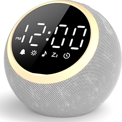 LIORQUE Reloj despertador con máquina de ruido blanco y luz nocturna, 25 sonidos relajantes, volumen ajustable, temporizador de sueño, ideal para