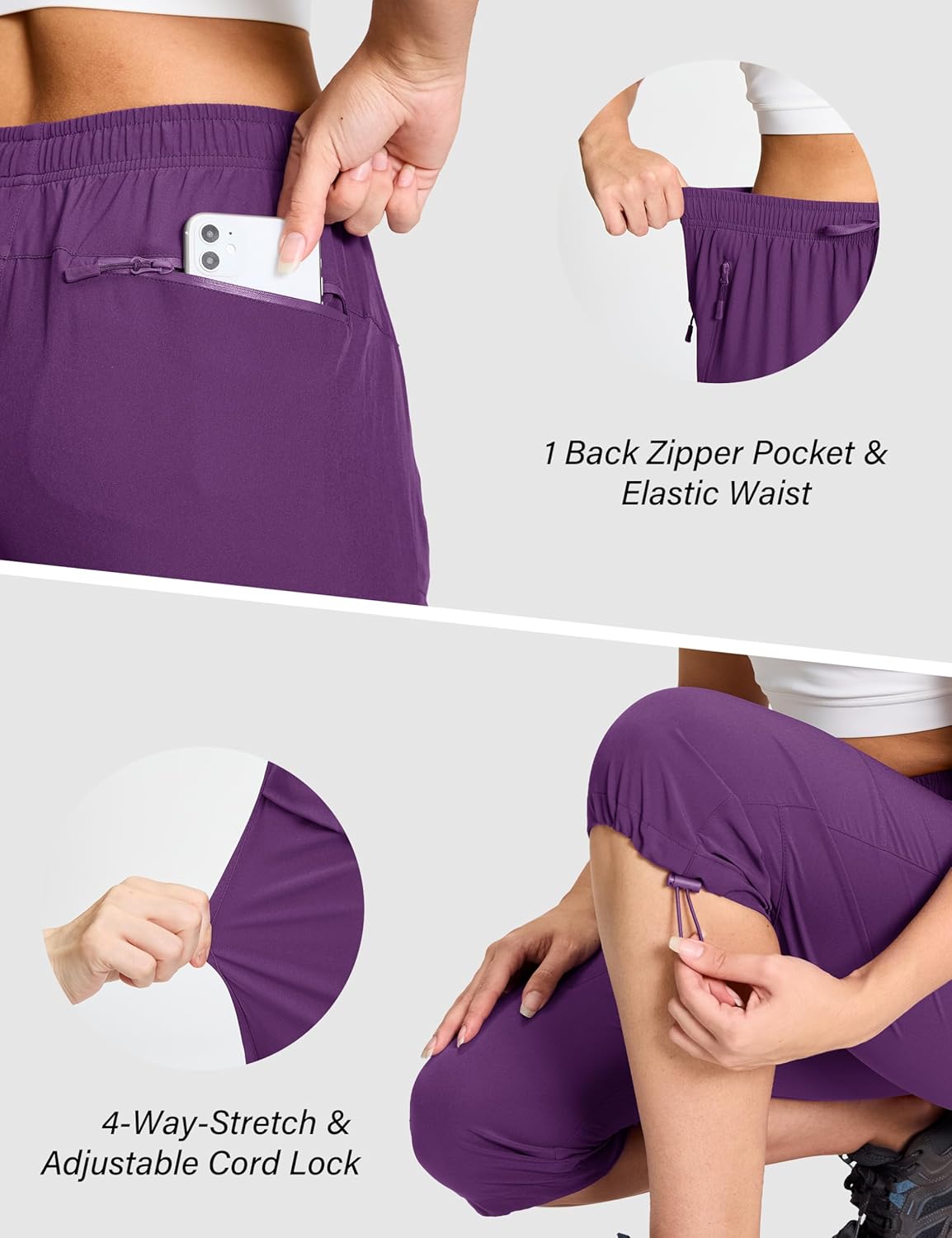 MAGCOMSEN Women's Hiking Capri Pants UPF 50+ Lightweight Quick Dry Casual Golf Cargo Crop Pants with 5 Pockets Summer - Image 5