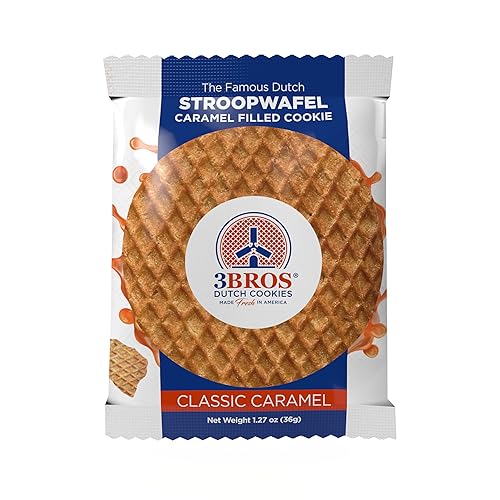 Miniatura 3 de 3Bros Stroopwafels, galletas de waffle holandesas rellenas de caramelo, envueltas individualmente, 10 unidades, exterior suave y tostado con relleno