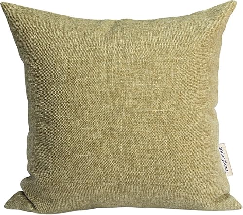 TangDepot - Funda de cojín de lino con forro pesado, Chartreuse, 12" x 12"