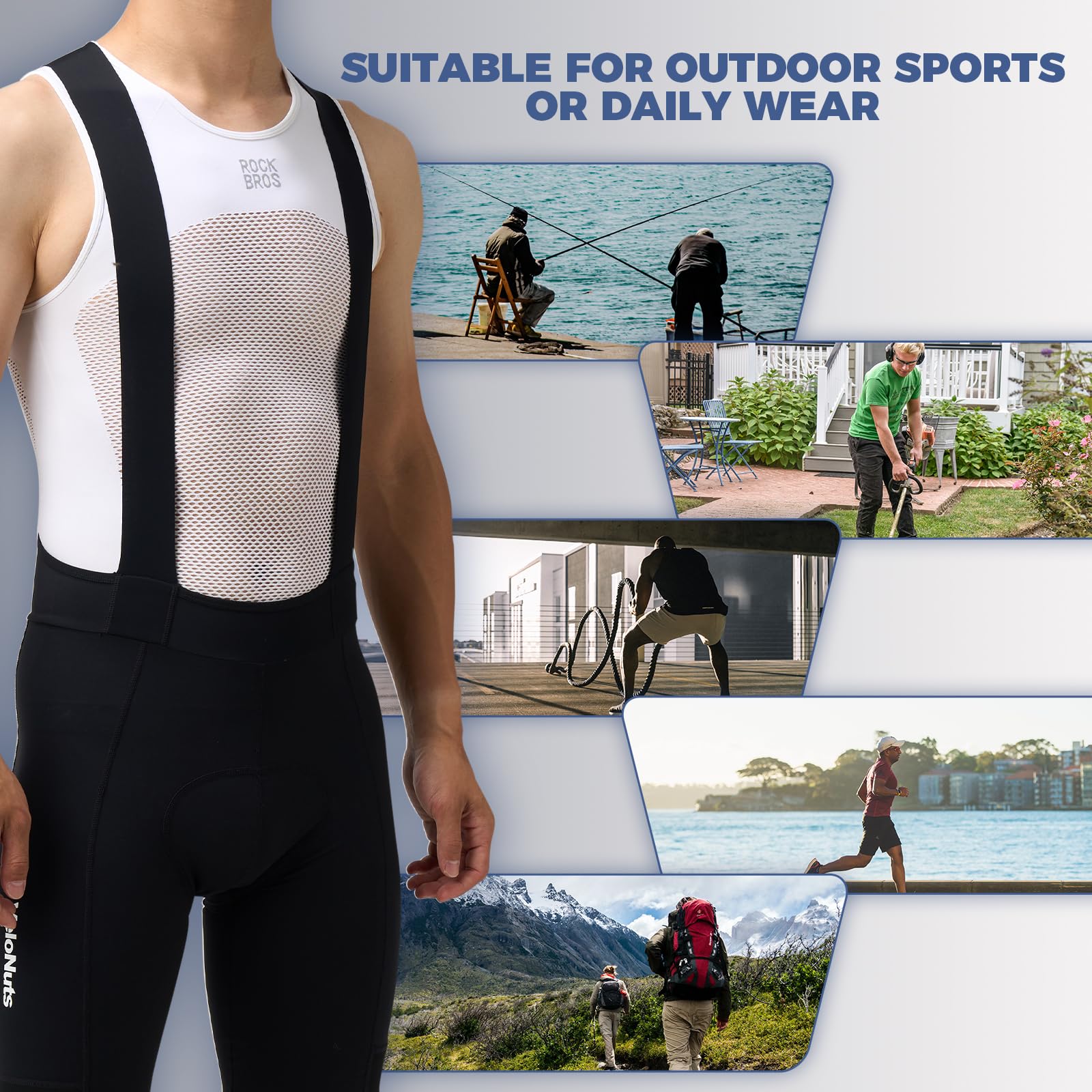 ROCKBROS Camiseta Interior Ciclismo para Hombre Ultraligero, Camiseta Deportiva sin Mangas de Verano Transpirable Secado Rápido, Ropa Interior Bicicleta Running, M-XXL