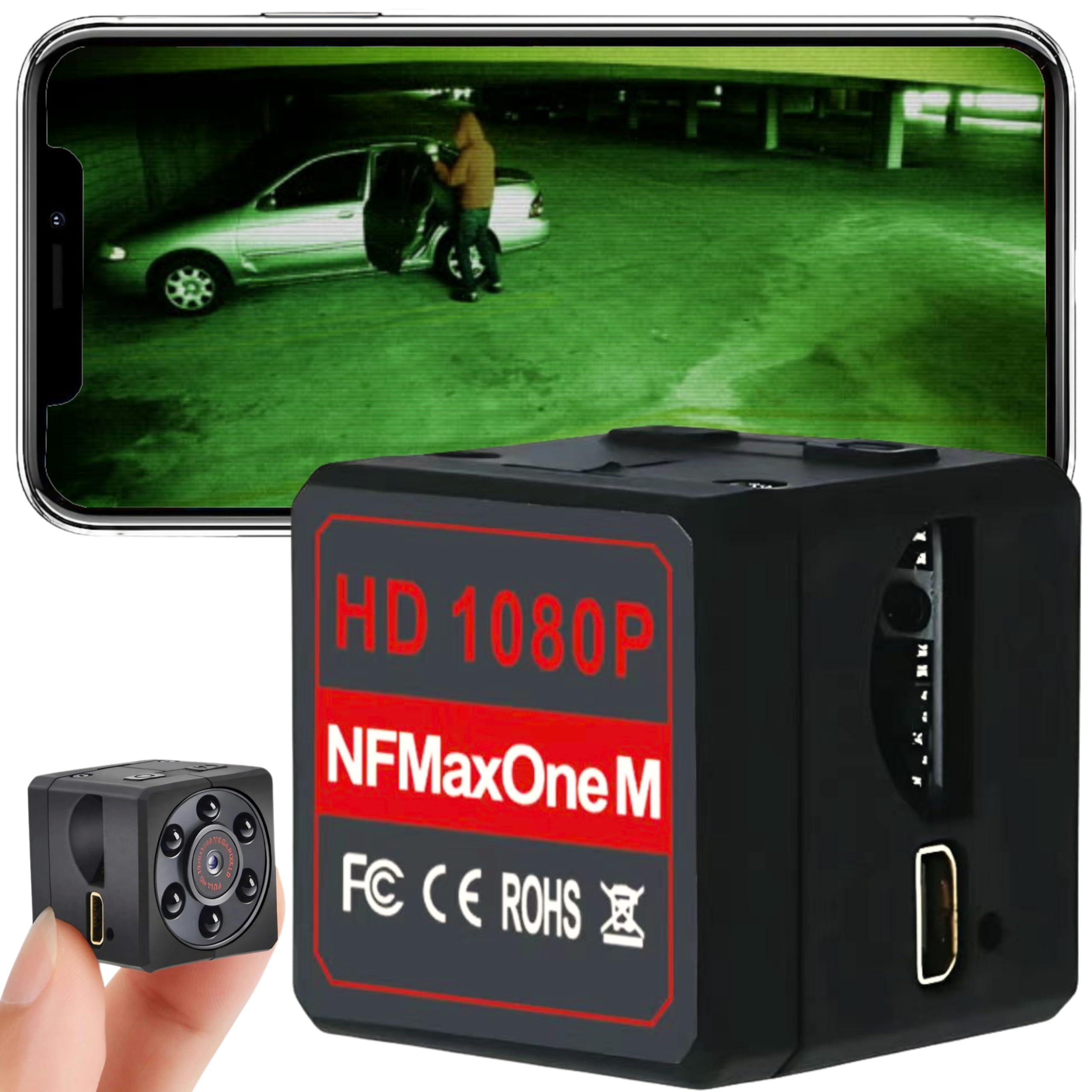 Mini Cámara Espía Oculta HD Sin WiFi - Camara Vigilancia de Coche con Visión Nocturna y Detección de Movimiento, Funciona sin Internet, Camara Vigilancia Sin WiFi, Cámara para Vigilar, MicroSD 32GB