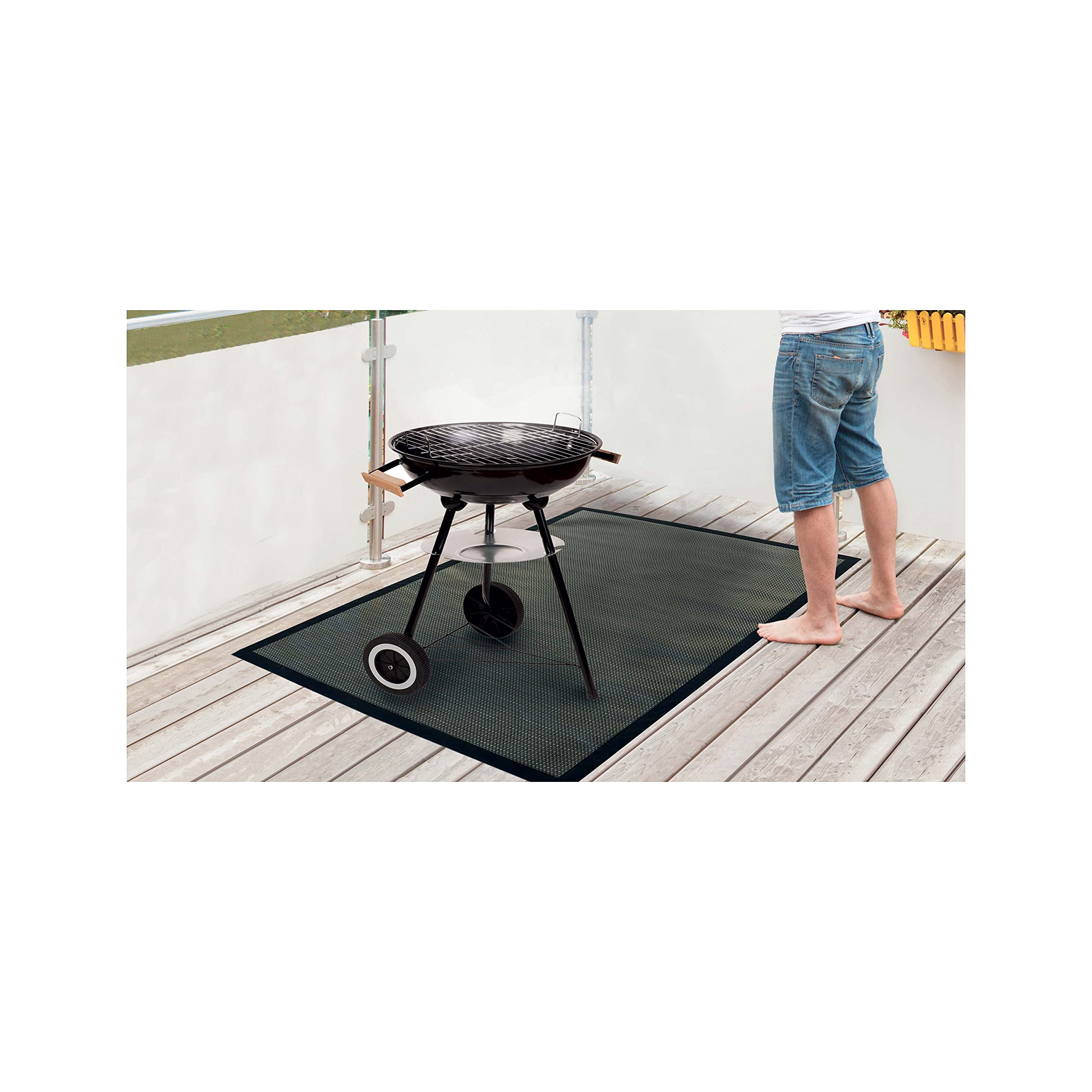 Solys Tapis Barbecue et plancha en PVC Noir 150 x 120 cm