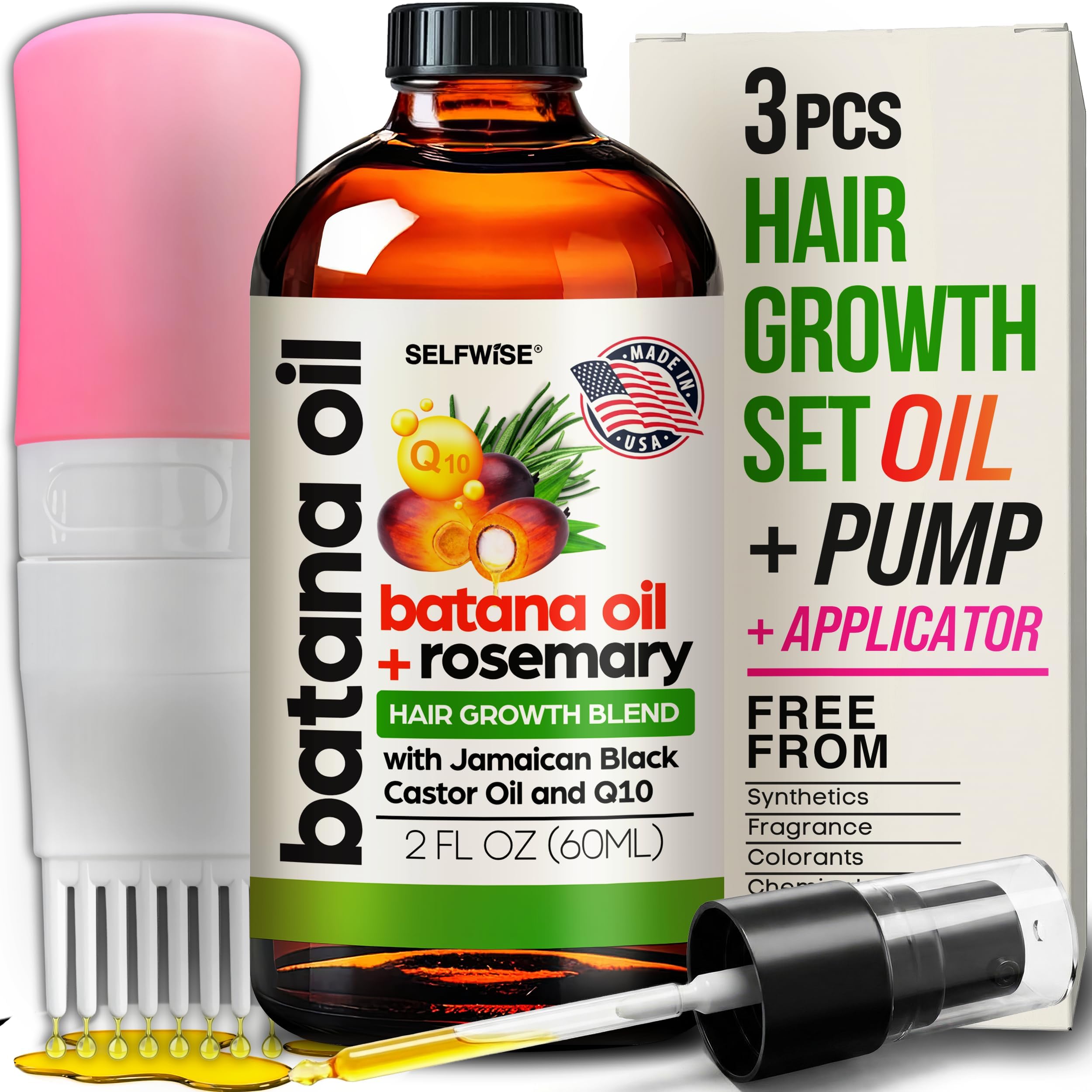 Batana Oil for Hair Growth - 100% Pure, Organic, Cold-Pressed, Unrefined from Honduras by Dr. Sebi - Natural, Vegan for Strong Roots and Thick Hair - Wild Growth for Hair, 2oz