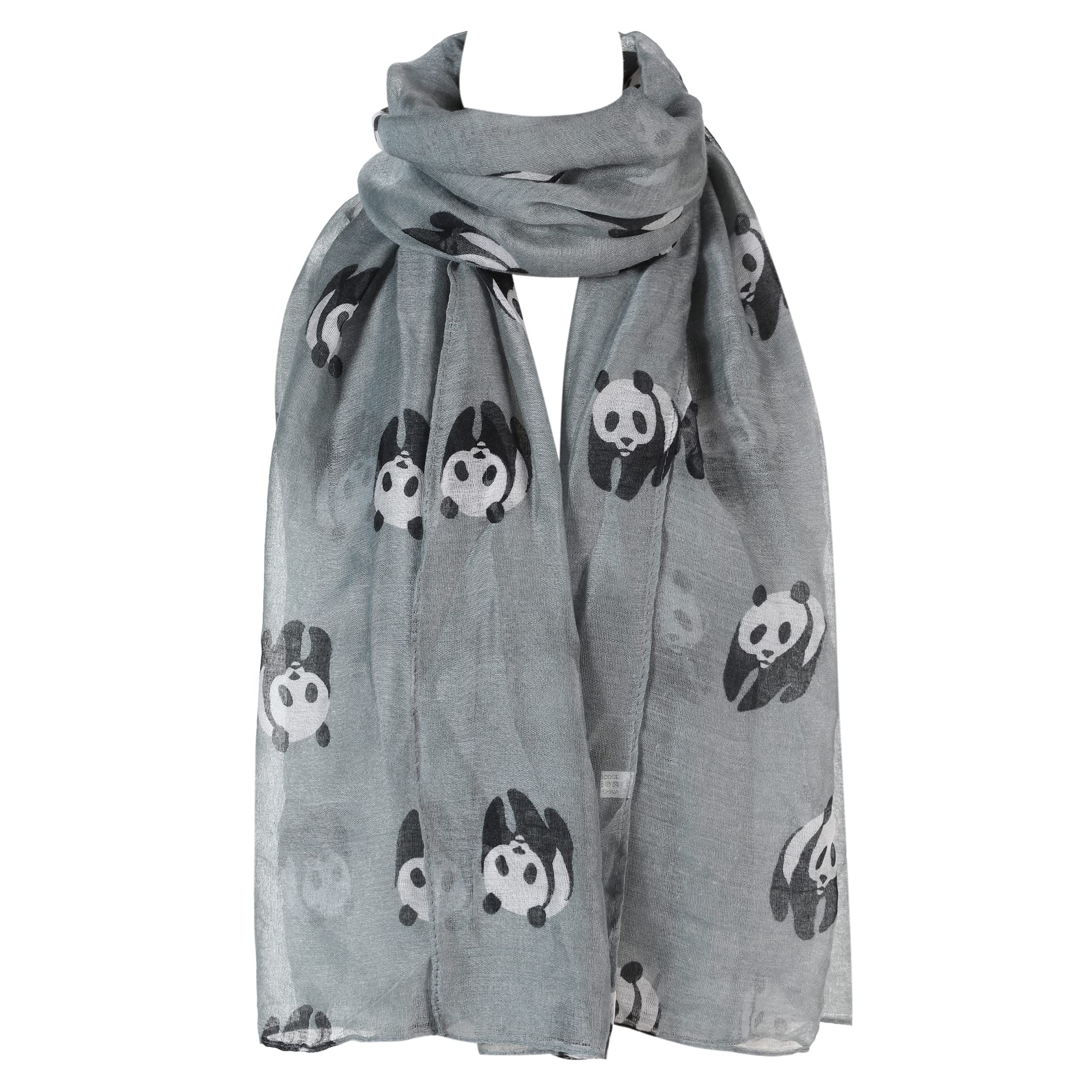 London Scarfs Ladies Women s Panda Print Scarf Wraps Shawl Soft Scarves (Silver)