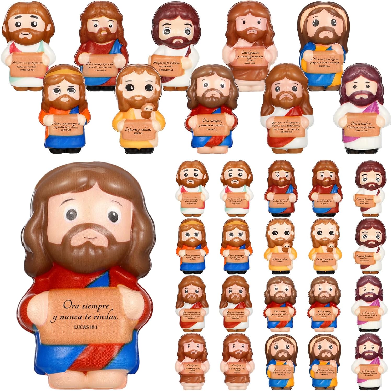Sotiff 20 Pcs Mothers Day Jesus Squishy Bulk 2.36 Inch Small PU Foam Jesus Stress Relief Figures Inspirational Christian Stress Ball Religious for Church (Spanish)