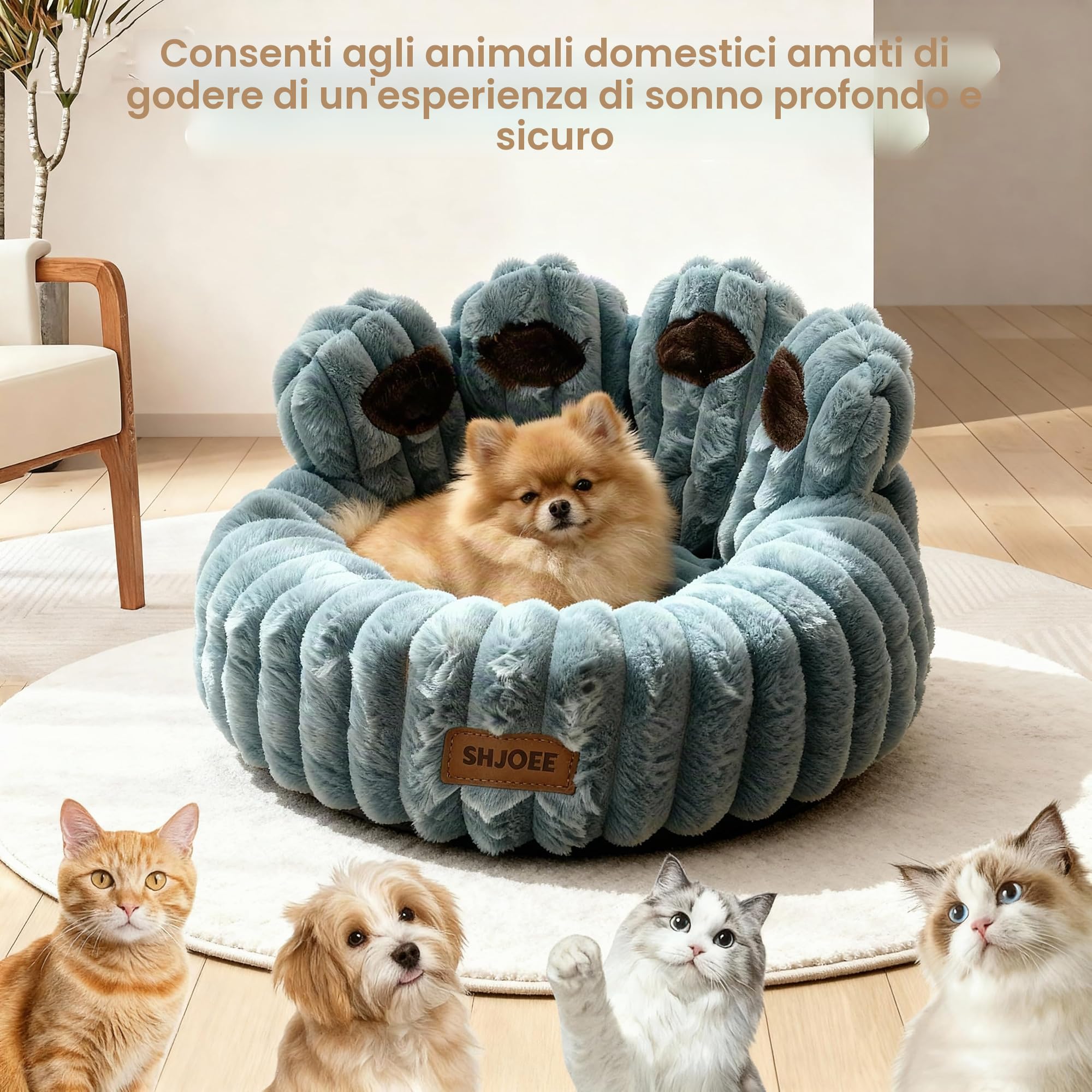 Cuccia Cane Interno Letto Morbida per Cani Lettino Gatto Lettino per Animali Domestici Cuccia per Gatti Fluffy Peluche Letto per Cani Lavabili Antiscivolo (Grigio, 50cm)