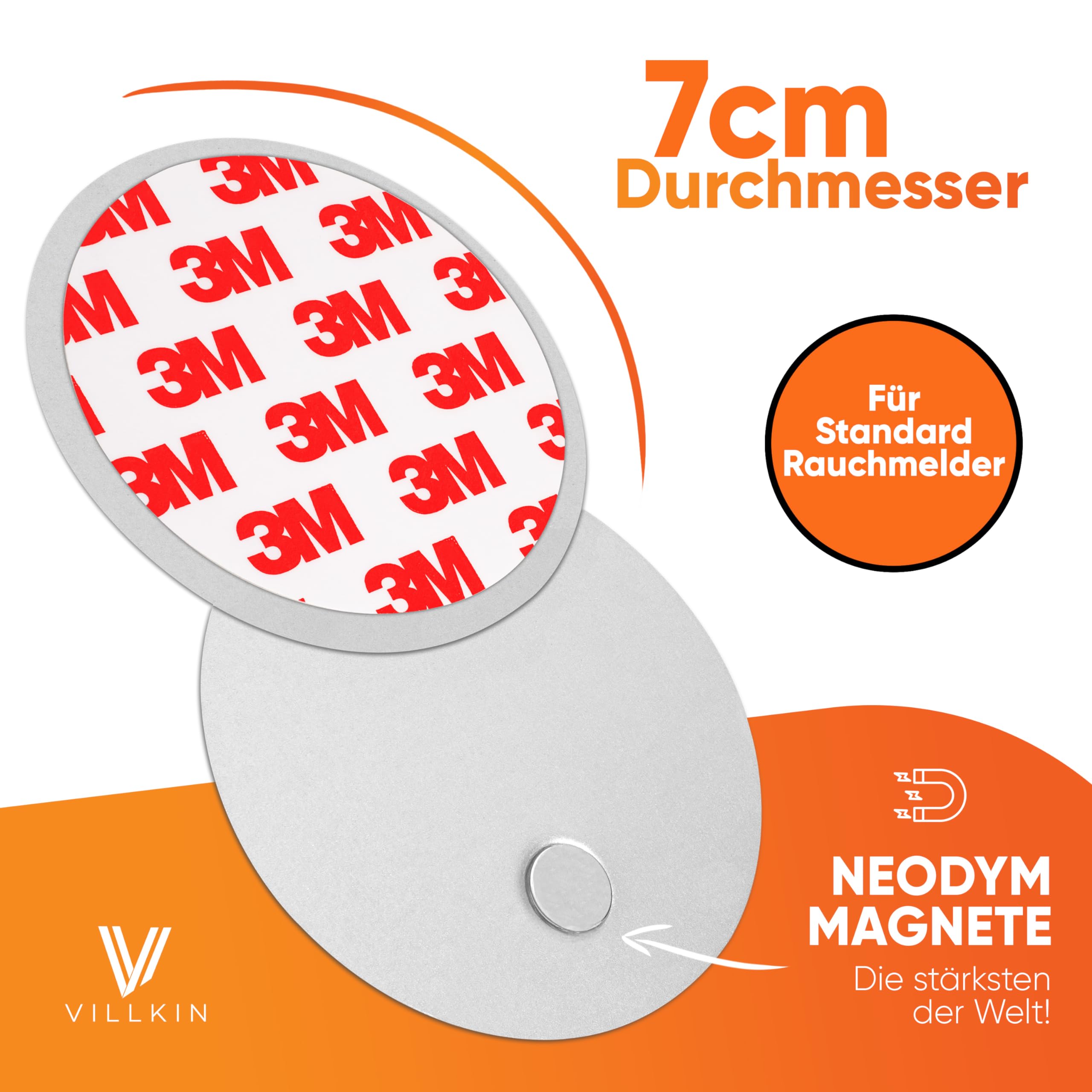 Villkin Smoke Detector Magnetic Holder, Pack of 3, Diameter 7 cm - Image 3