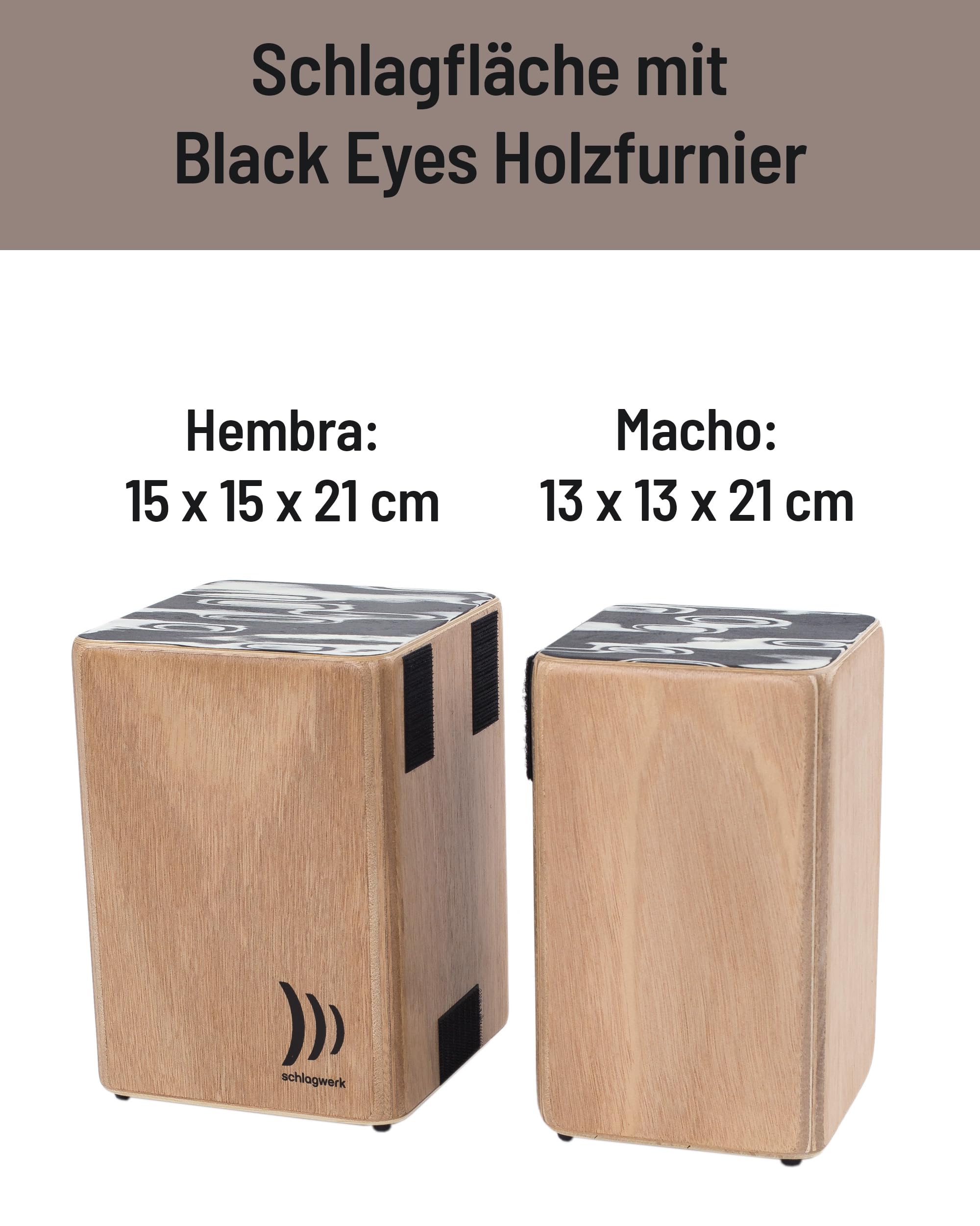 Schlagwerk WBS200 Bongo Set aus Hol7 mit Klettsystem - trennbar - Cajon Bongos mit durchsetzungsstarkem Sound - Made in Germany