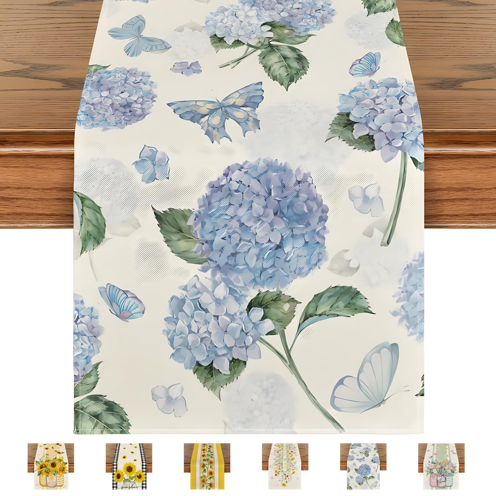 JYJLLM Sunflower Linen Table Runner,Seasonal Spring Kitchen Dining Table Decoration for Home Party Decor 33x180 cm,Holidays
